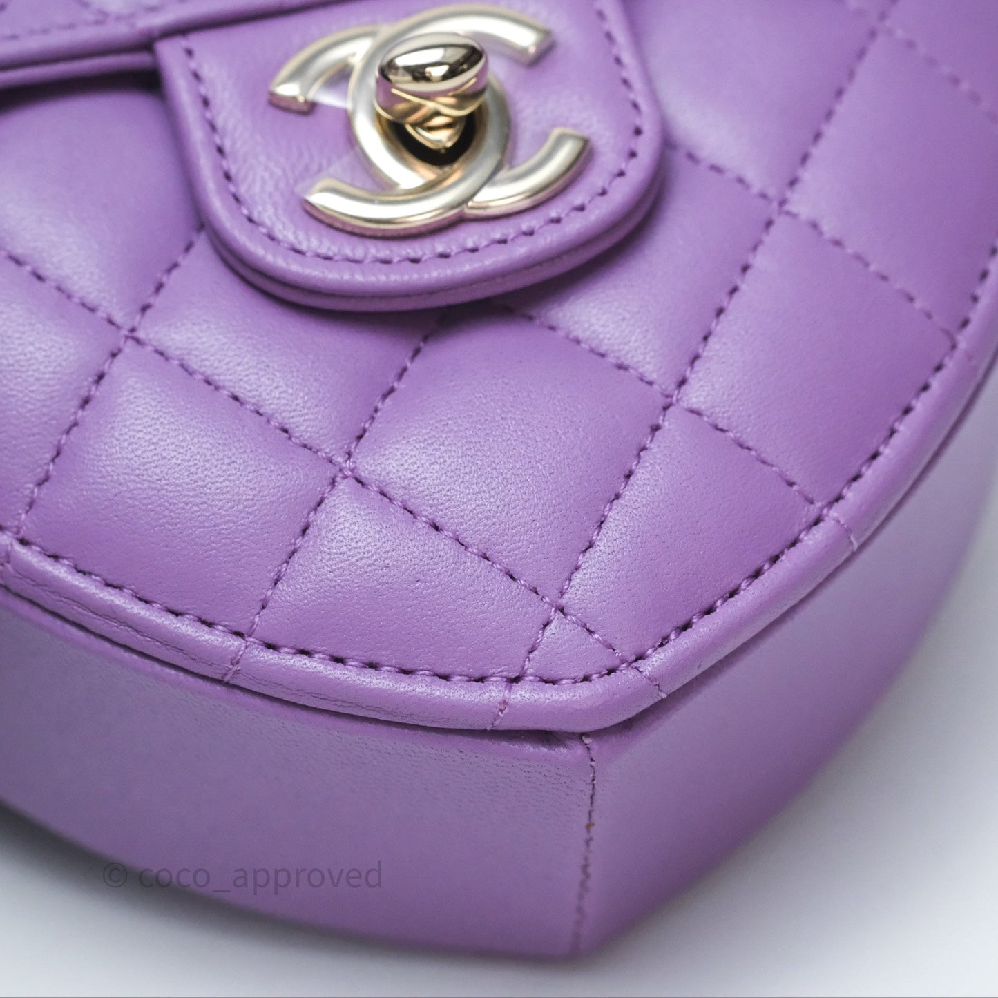 Chanel Small Heart Bag Purple Lambskin Gold Hardware 22S