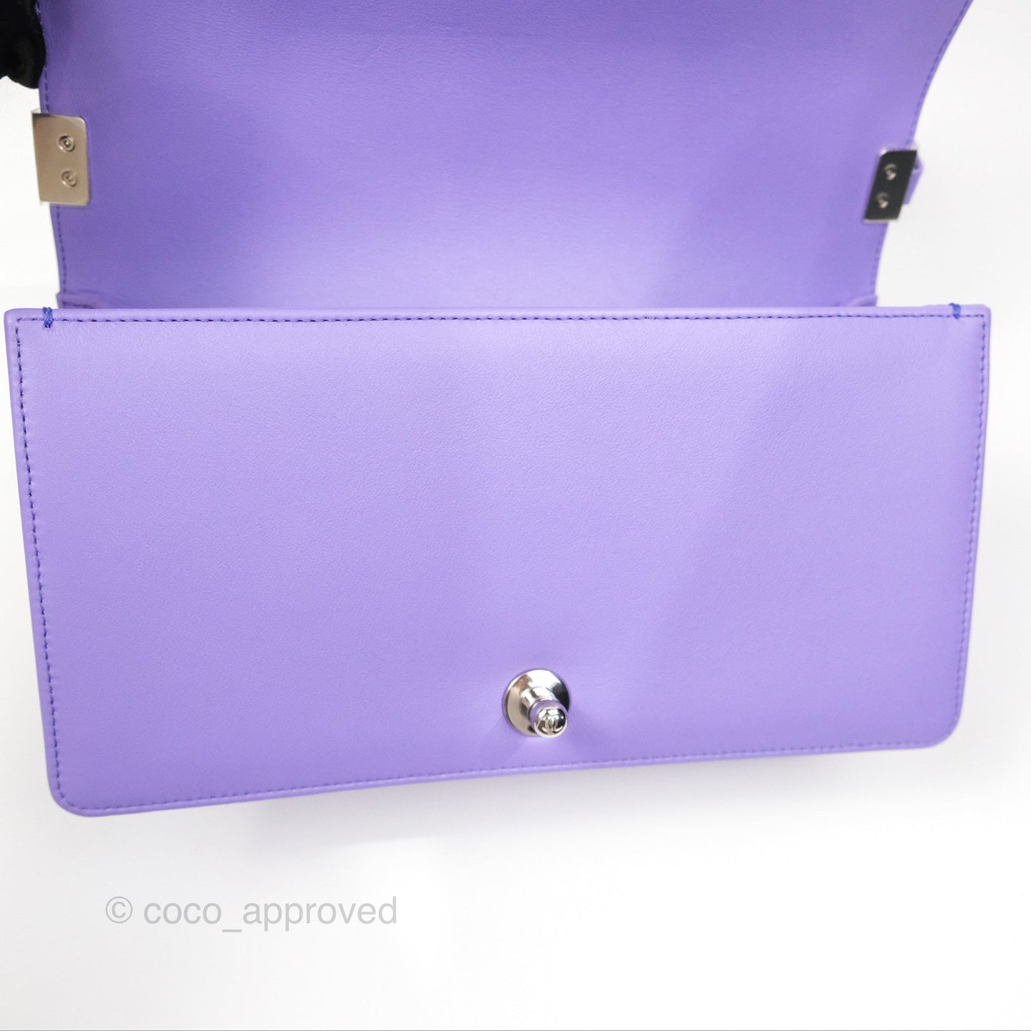 Chanel Quilted Medium Boy Purple Calfskin Silver Hardware