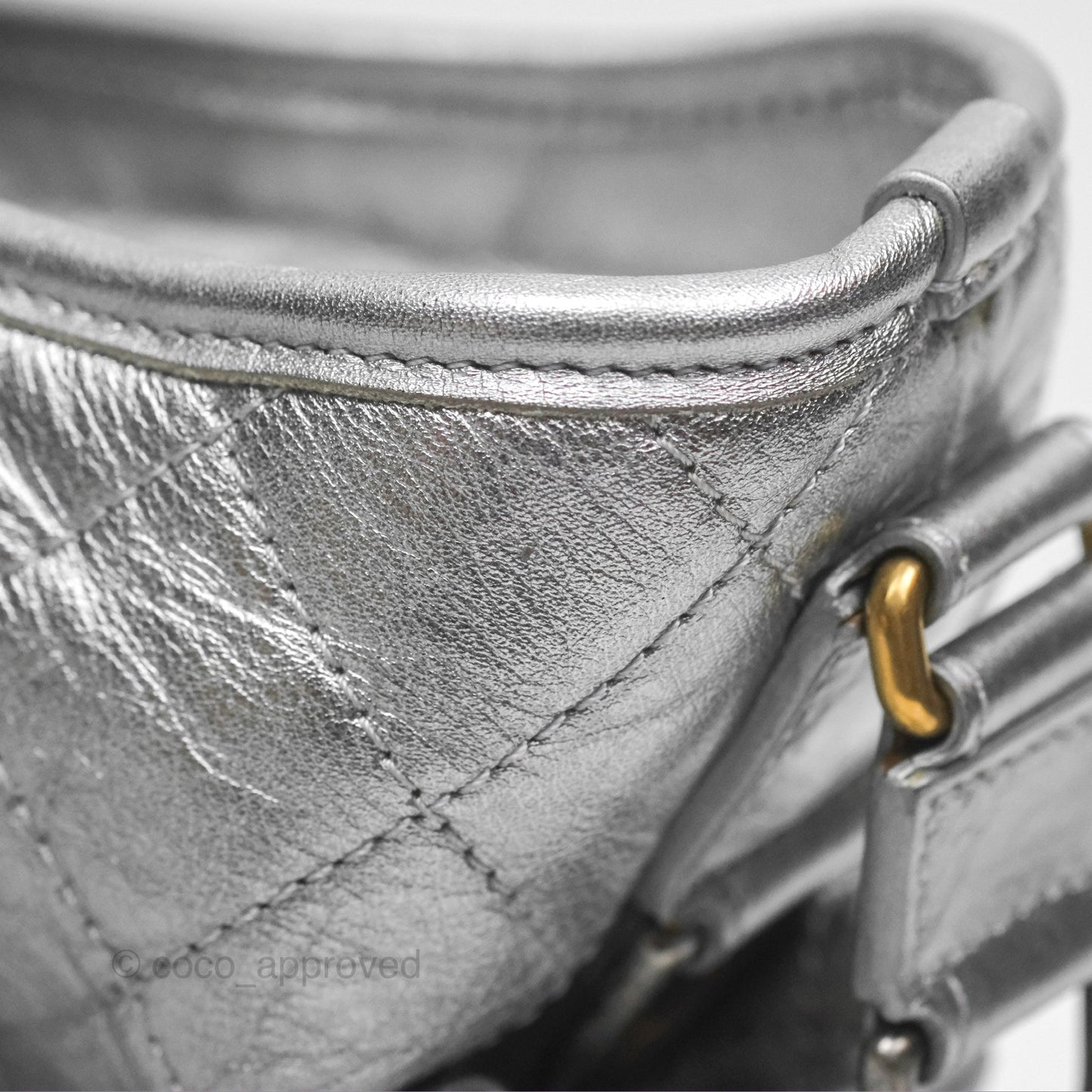 Chanel Large Gabrielle Hobo Metallic Silver Aged Calfskin Mixed Hardware