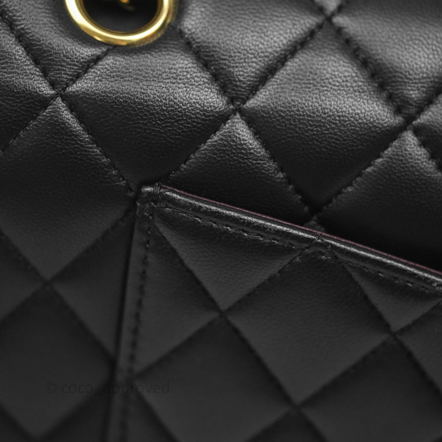 Chanel Classic M/L Medium Flap Quilted Black Lambskin Gold Hardware