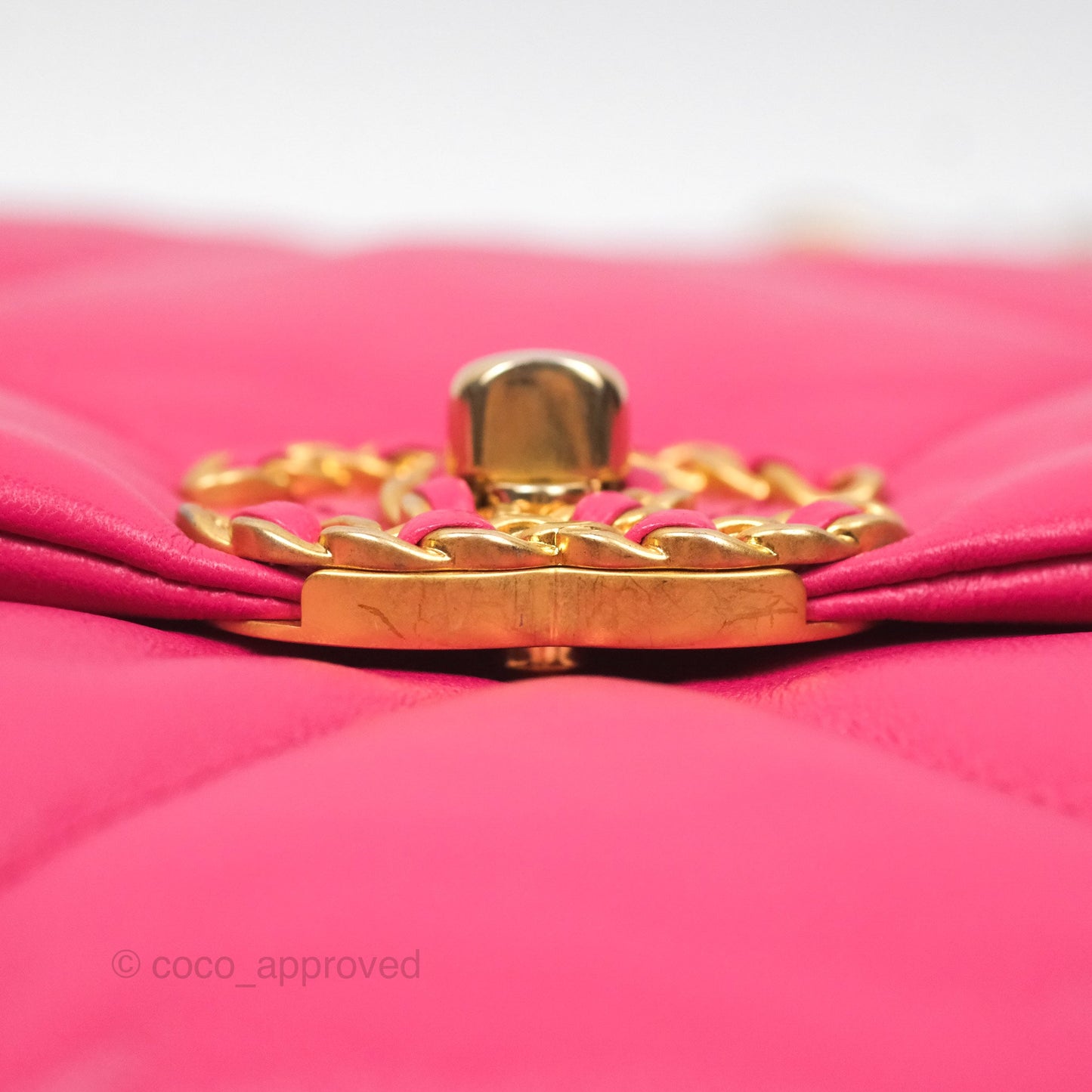 Chanel 19 Large (Medium) Dark Pink Goatskin Mixed Hardware