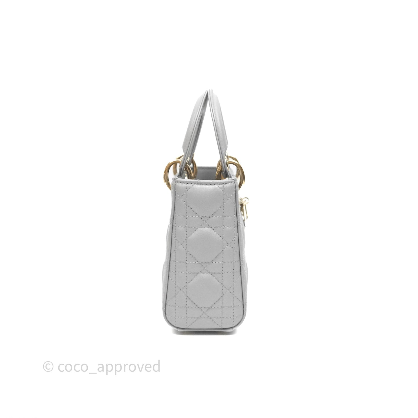 Christian Dior Mini Lady Dior Iridescent Grey Lambskin Cannage Gold Hardware
