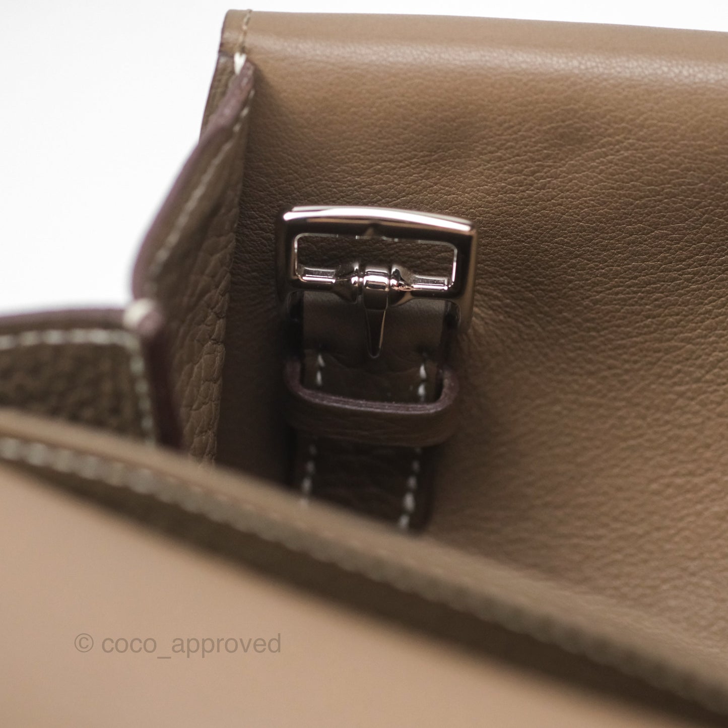 Hermès Halzan 31 Etoupe Clemence Palladium Hardware