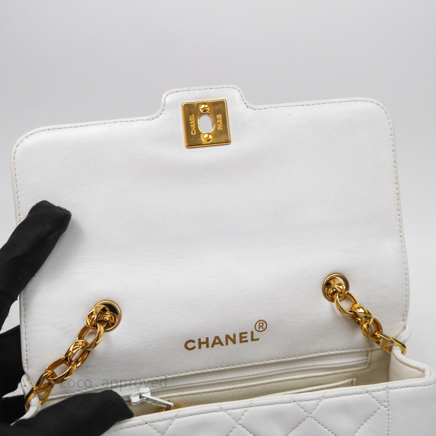 Chanel Vintage Mini Bijoux Chain Flap Bag White Gold Hardware