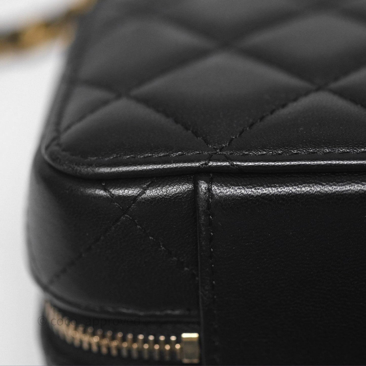 Chanel Top Handle Vanity Case Black Lambskin Aged Gold Hardware 22A