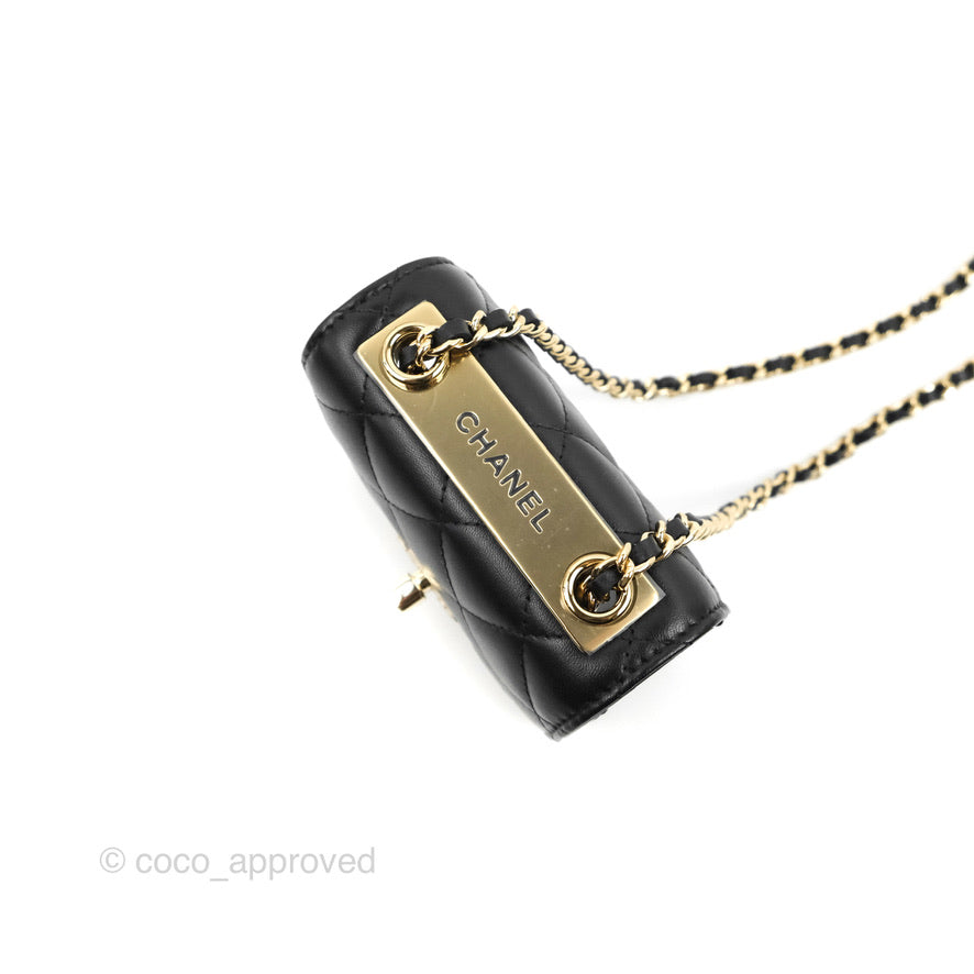 Chanel Small Quilted Trendy CC Clutch With Chain Black Lambskin Gold Hardware