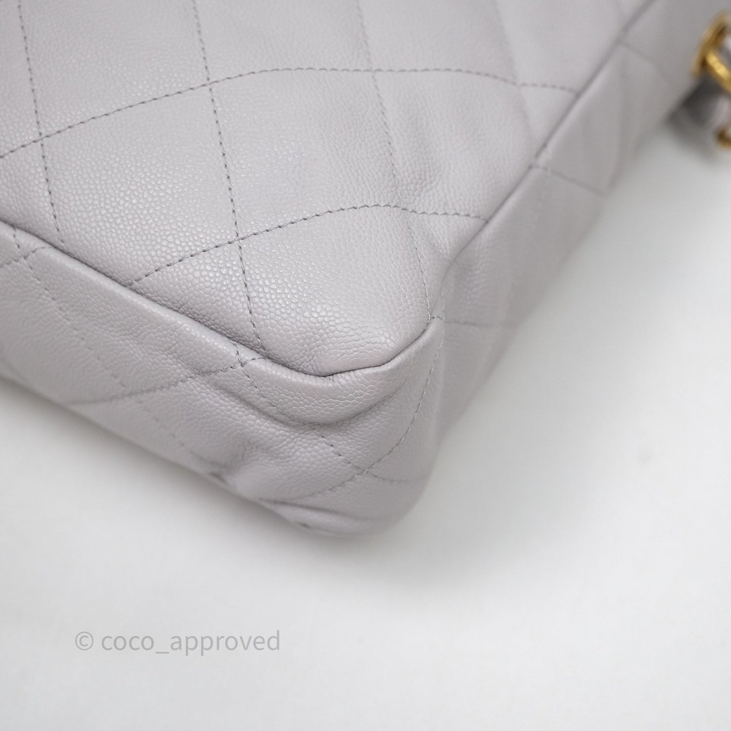 Chanel Double Pocket Hobo Bag Grey Caviar Aged Gold Hardware