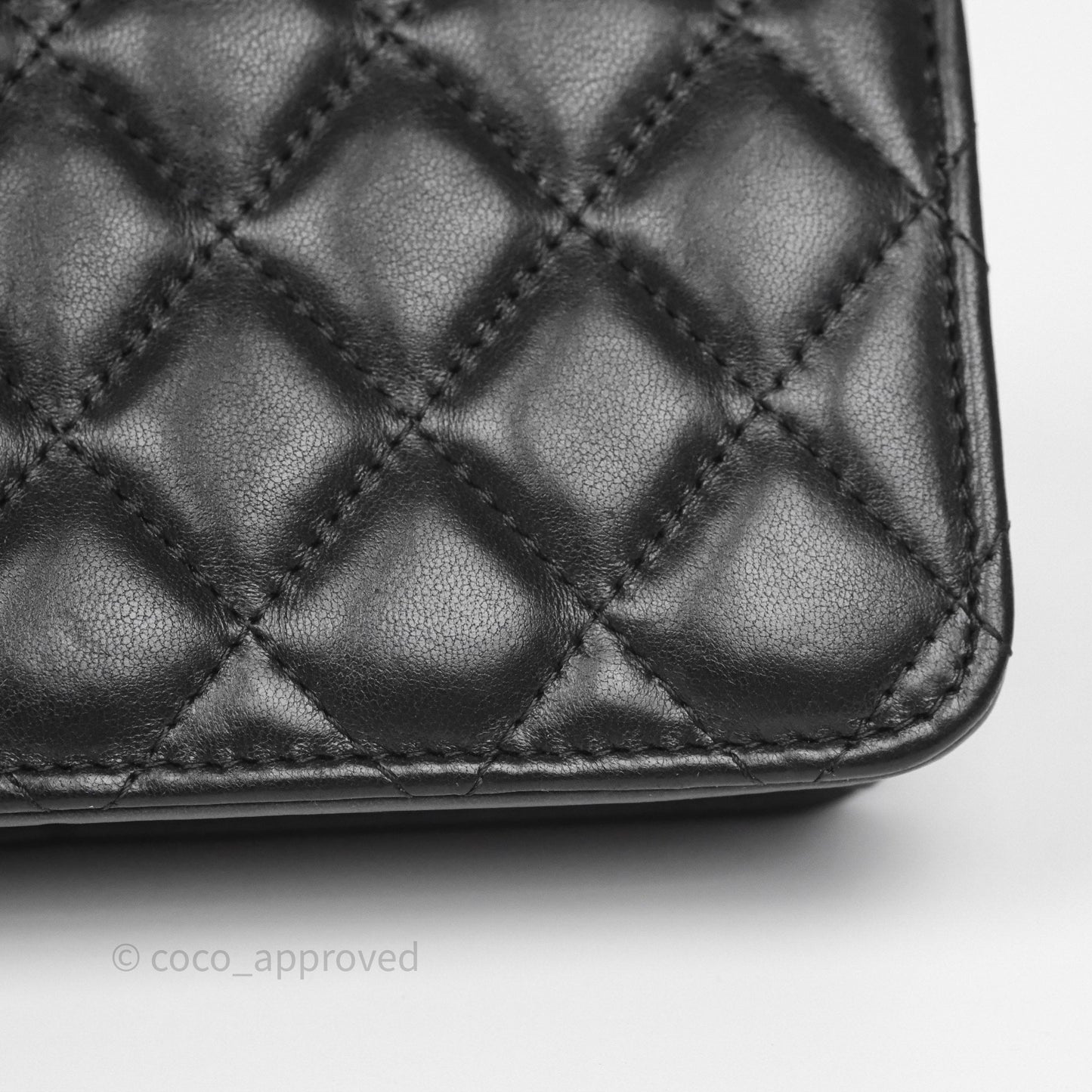Chanel All Slide Adjustable Chain Phone Holder WOC Black Lambskin