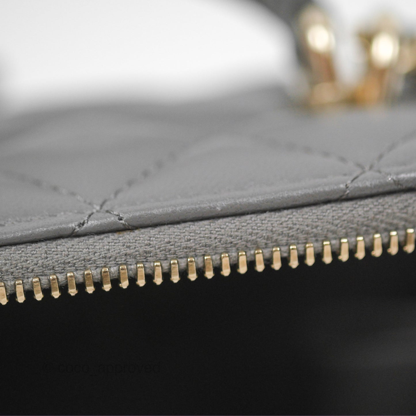 Chanel Mini Top Handle Vanity With Chain Grey Lambskin Gold Hardware