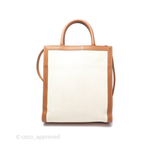 Celine Small Vertical Cabas Tote With Celine Print Natural/ Tan