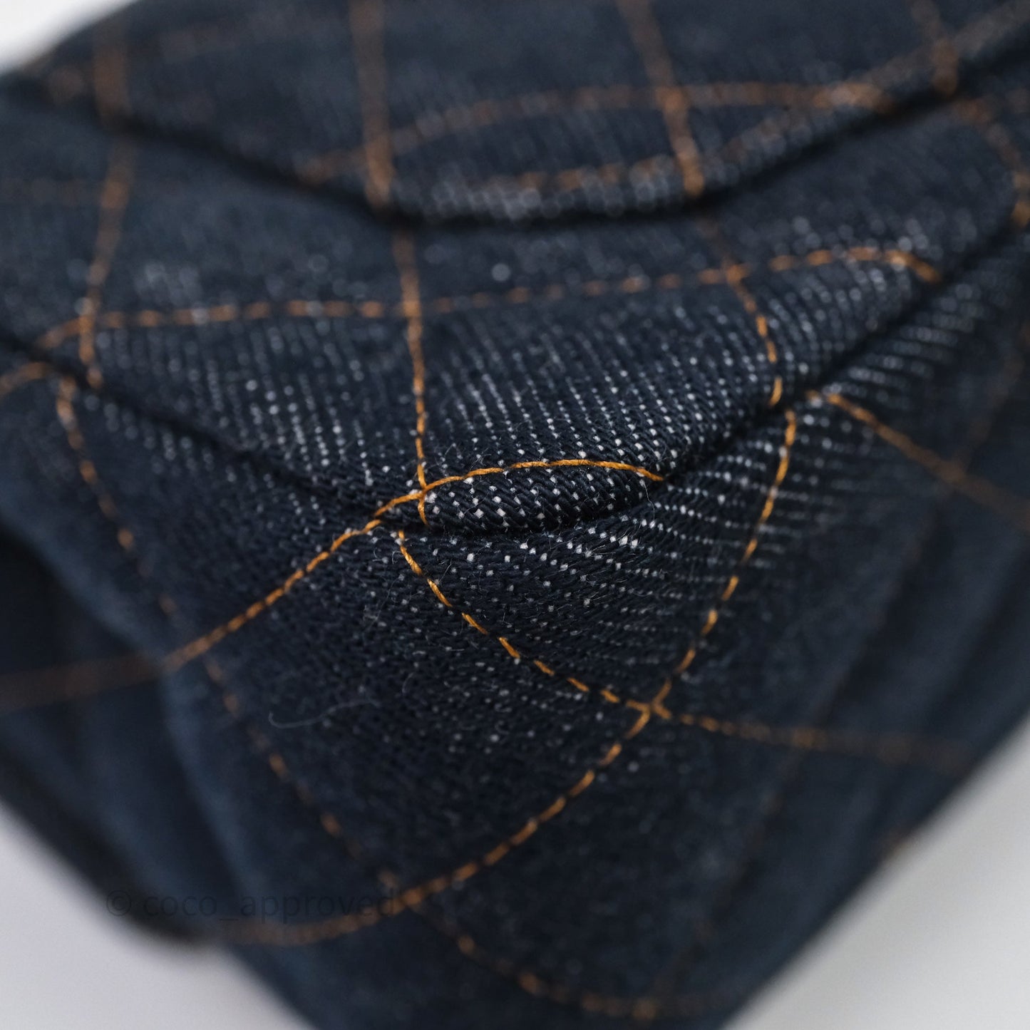 Chanel Mini Rectangular Quilted Dark Blue Denim Aged Gold Hardware