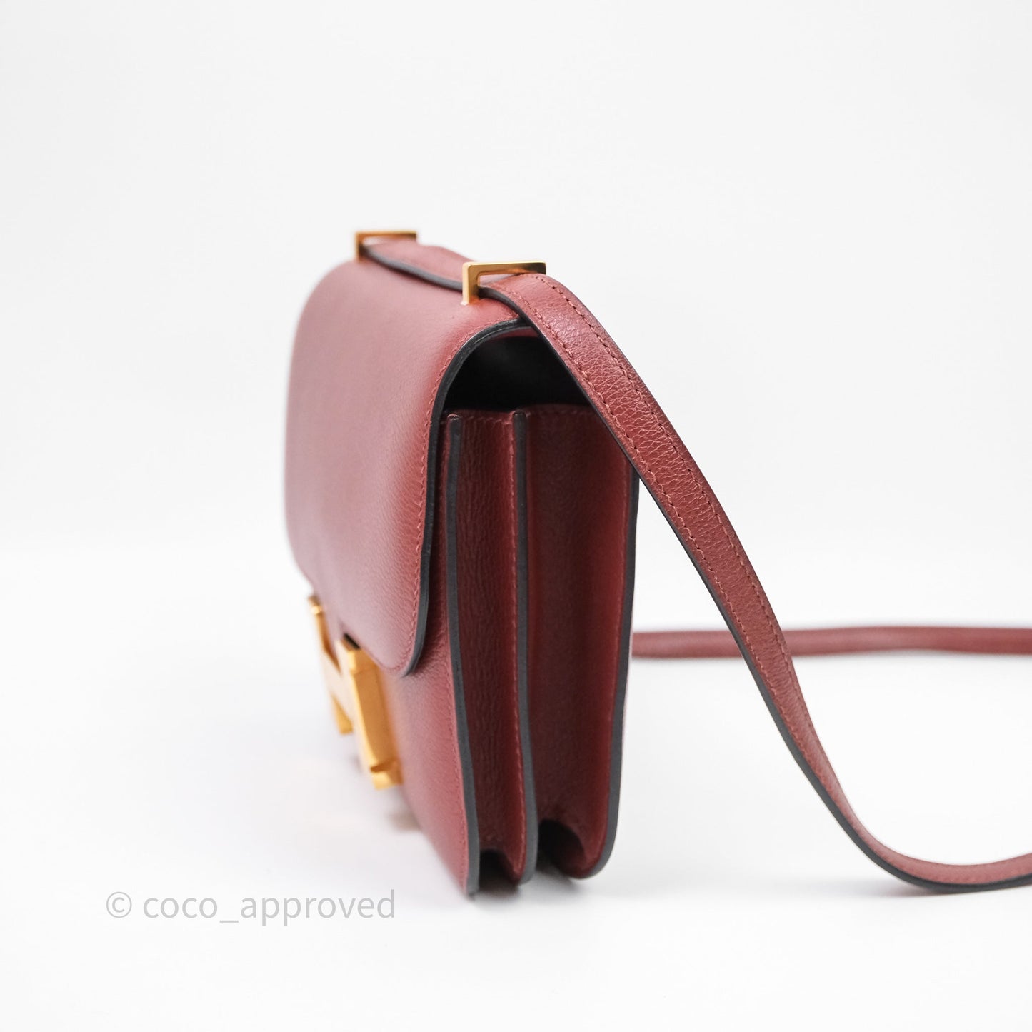 Hermès Mini Constance Rouge H Evercolor Gold Hardware