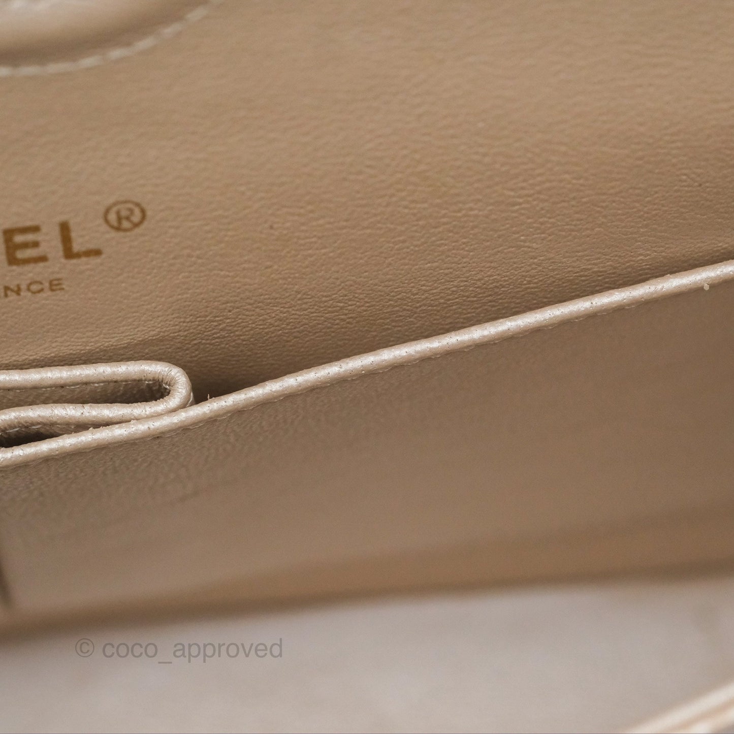 Chanel Classic M/L Medium Double Flap Iridescent Pearly Caviar Aged Gold Hardware⁣⁣