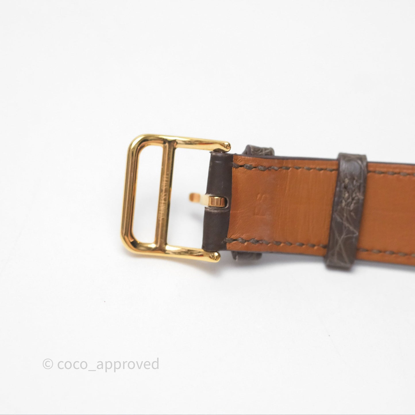 Hermès Heure H MM Watch Barenia Noir Alligator Gold Hardware