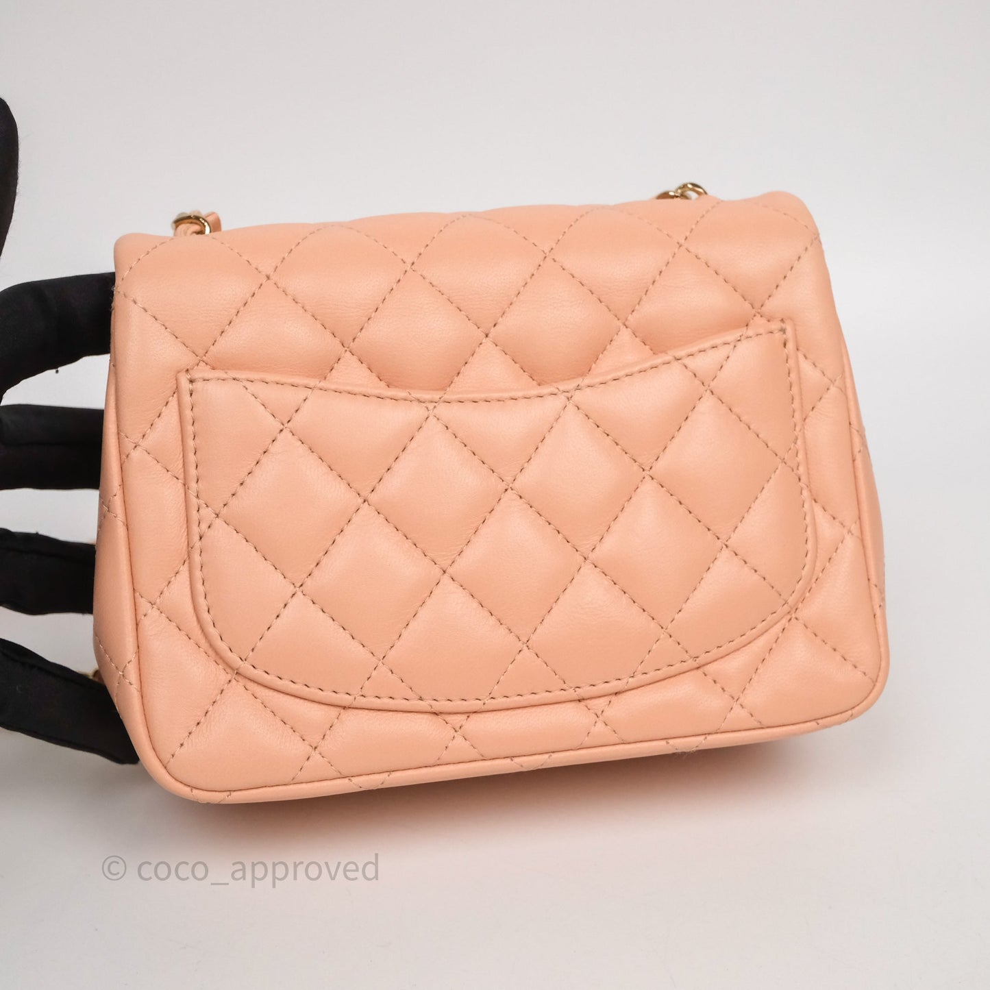 Chanel Mini Square Flap Quilted Orange Clair Lambskin Gold Hardware
