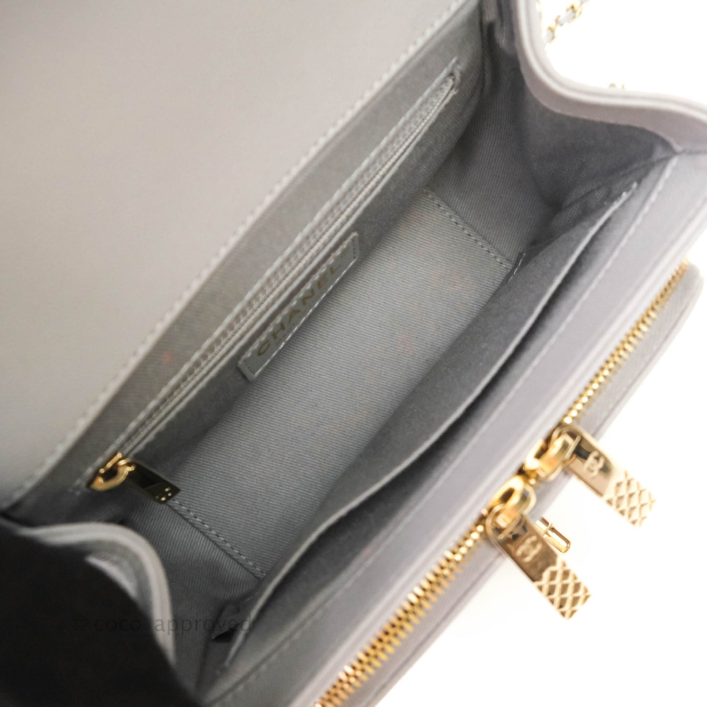Chanel Quilted Small Business Affinity Flap Grey Caviar Gold Hardware