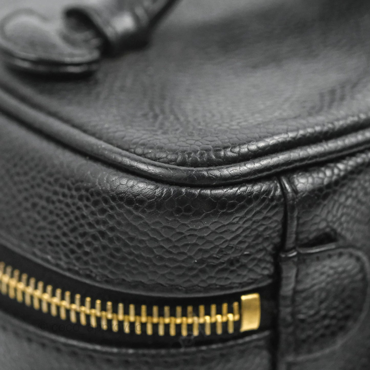 Chanel Vintage Vanity Case Black Caviar Gold Hardware