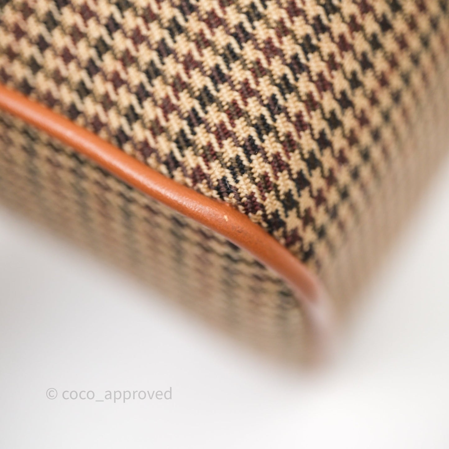Celine Small Brown Houndstooth Boston Cuir Triomphe Tan Smooth Calfskin Bag