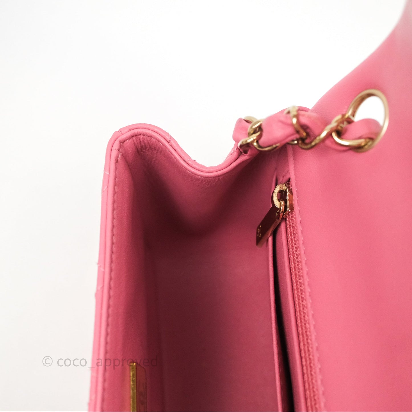 Chanel Mini Square Flap Quilted Pink Lambskin Gold Hardware