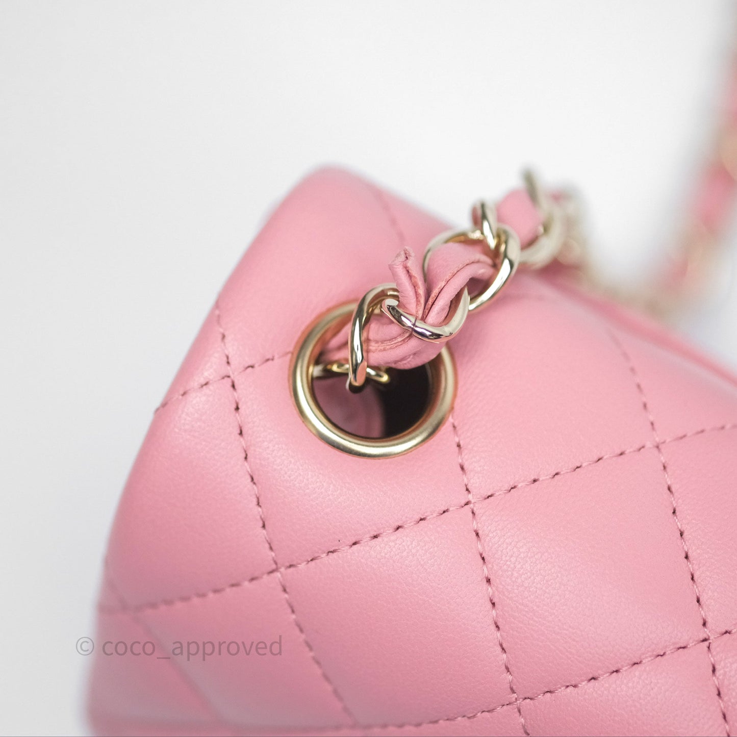 Chanel Mini Square Flap Quilted Pink Lambskin Gold Hardware