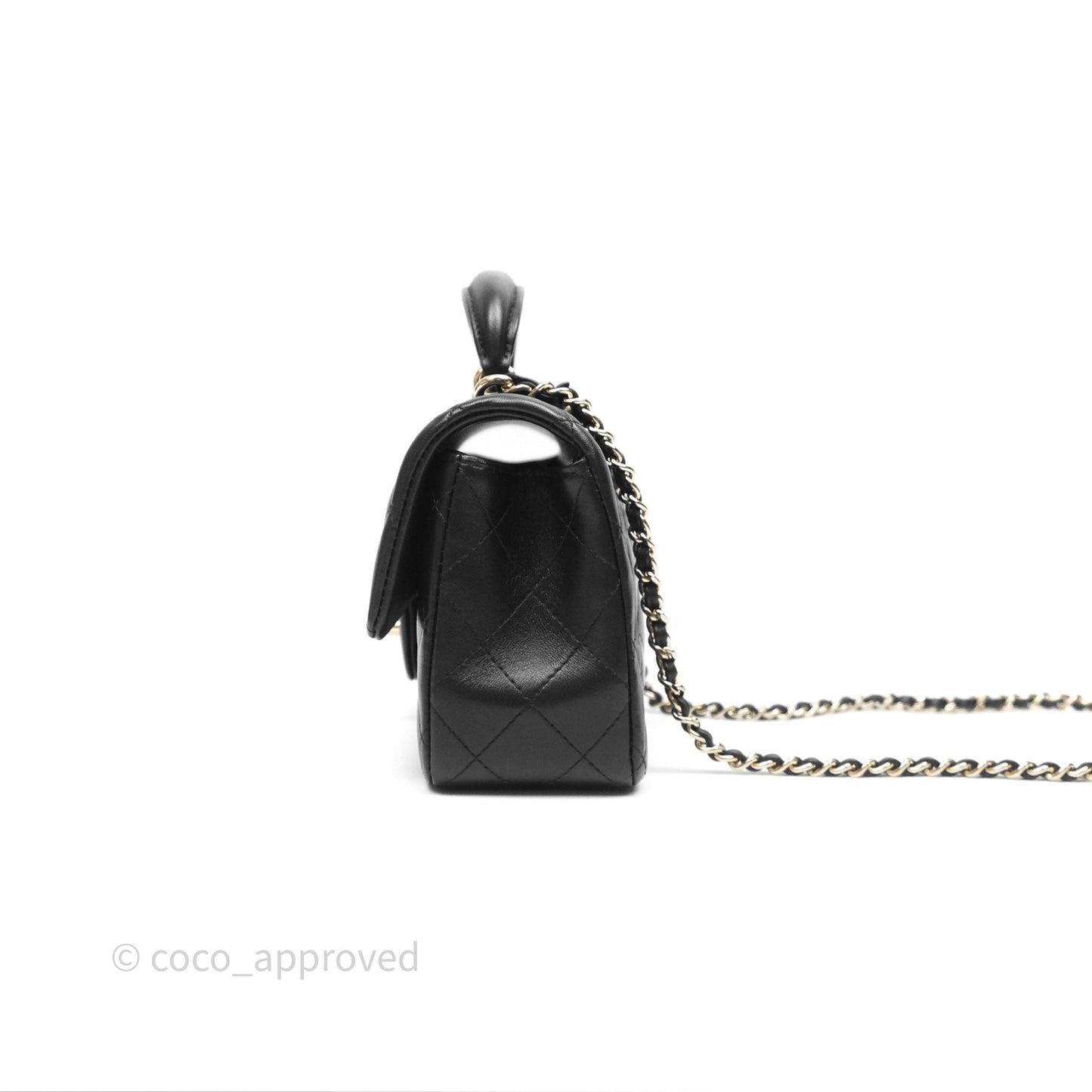 Chanel Top Handle Mini Rectangular Flap Black Lambskin Gold Hardware
