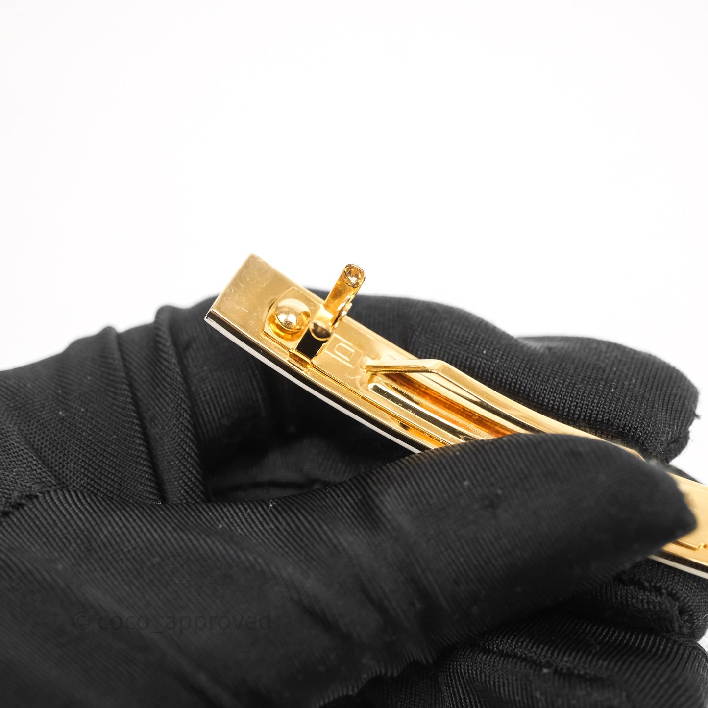 Fendi FF Hair Clip White Gold Tone