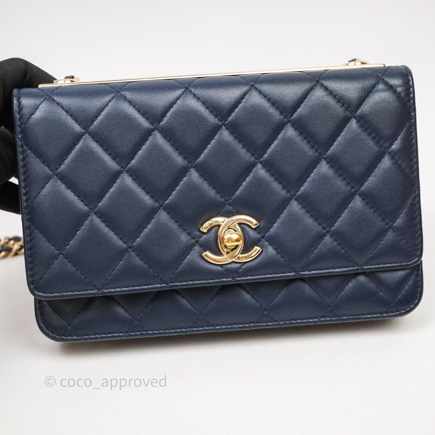 Chanel Trendy CC WOC Wallet On Chain Navy Lambskin Gold Hardware