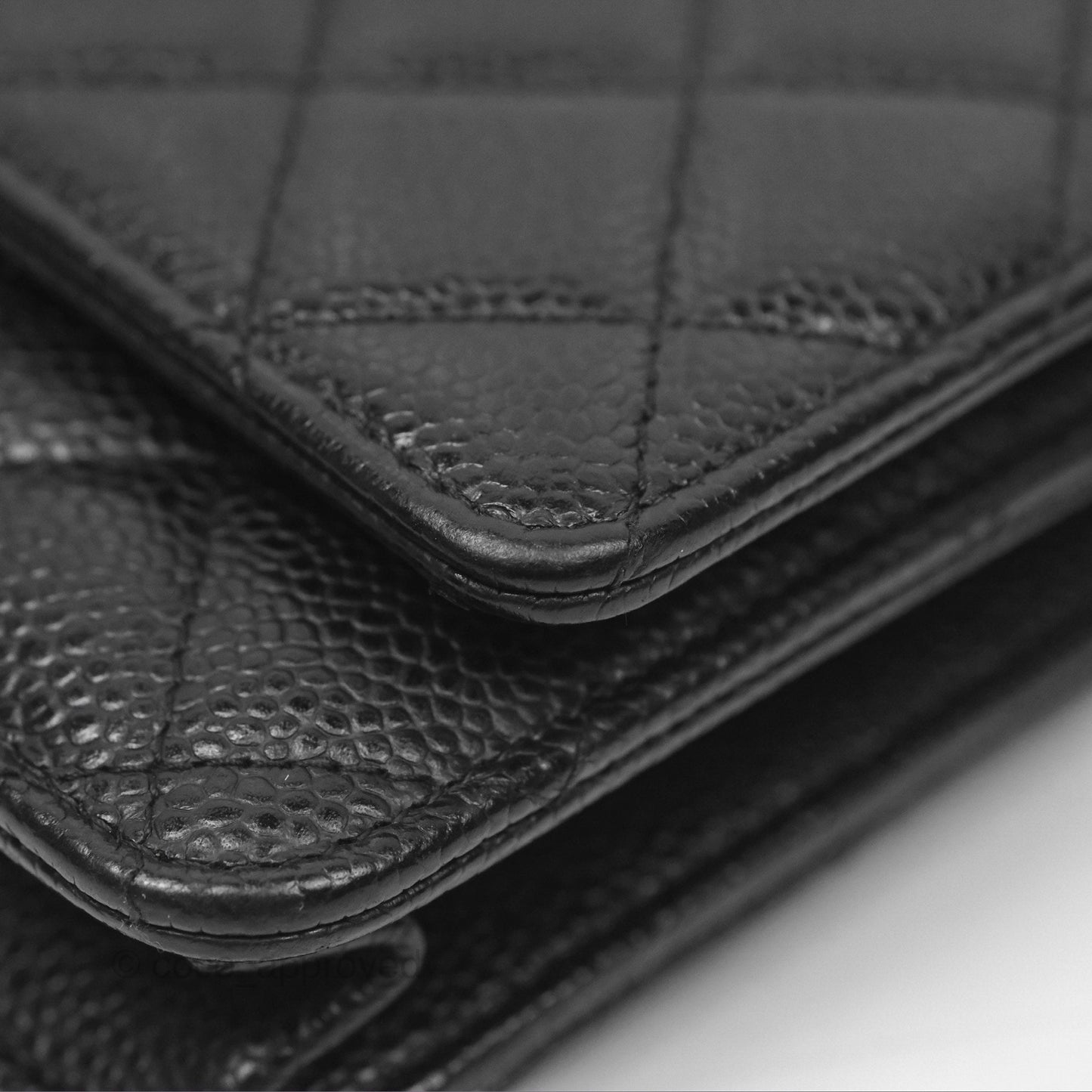 Chanel Classic Quilted Wallet On Chain WOC Black Caviar Gold Hardware