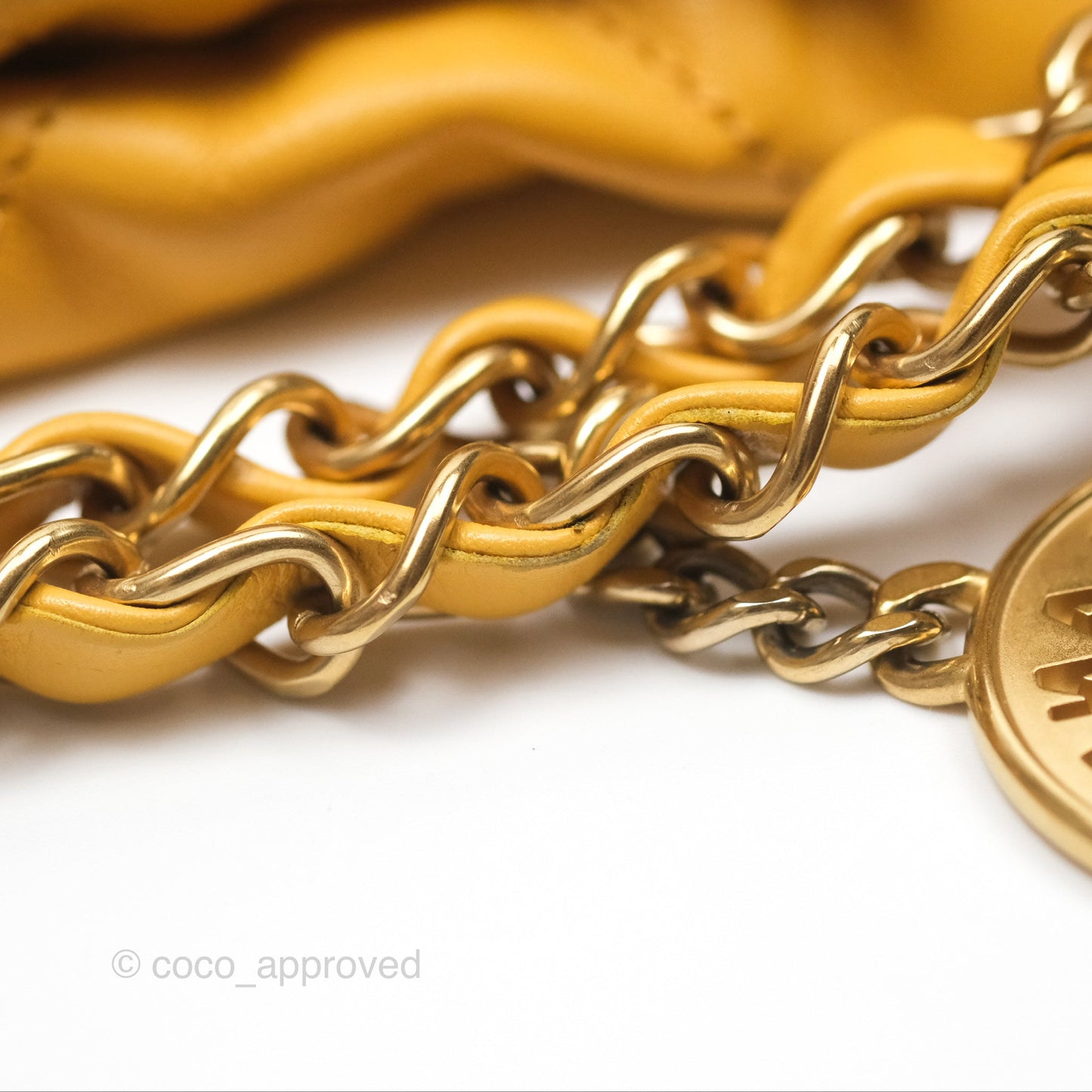 Chanel 22 Small Mustard Yellow Shiny Aged Calfskin Aged Gold Hardware