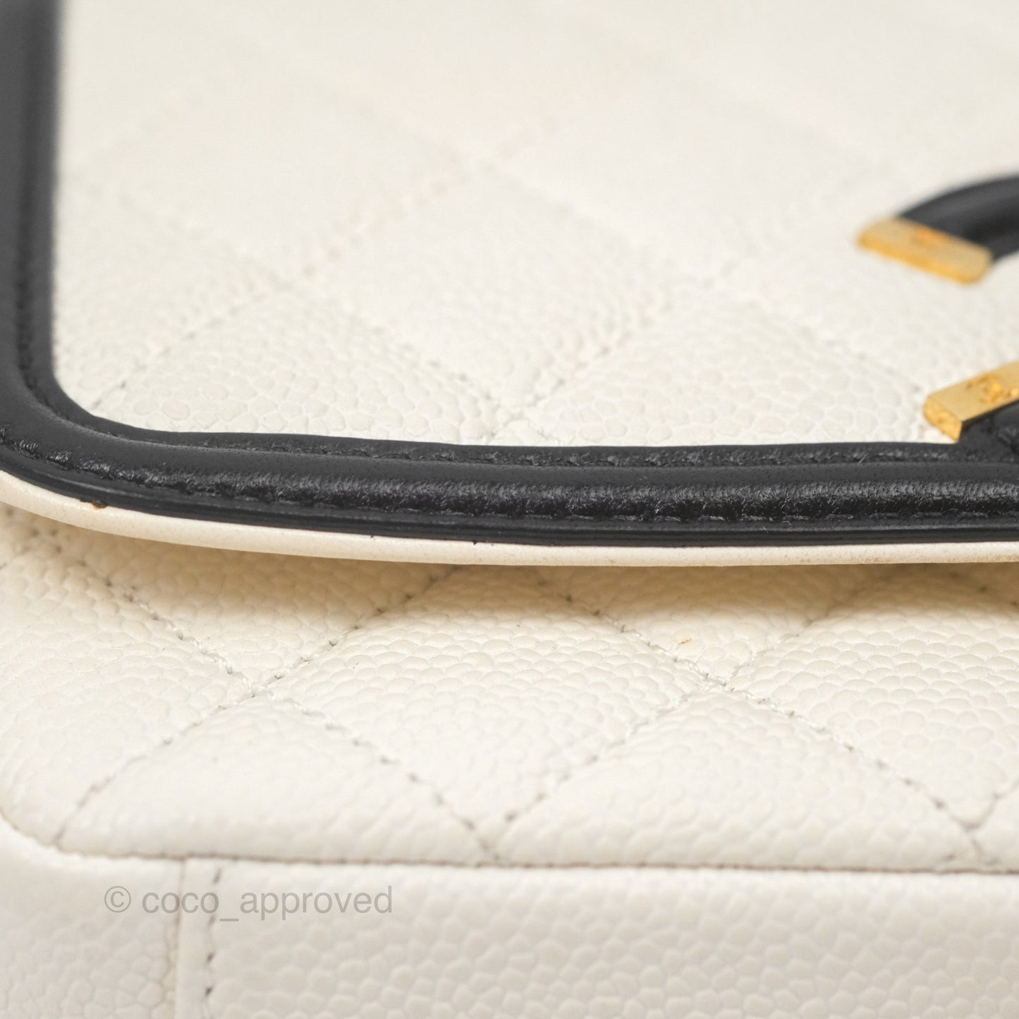 Chanel Small CC Filigree Flap Quilted Ivory Caviar