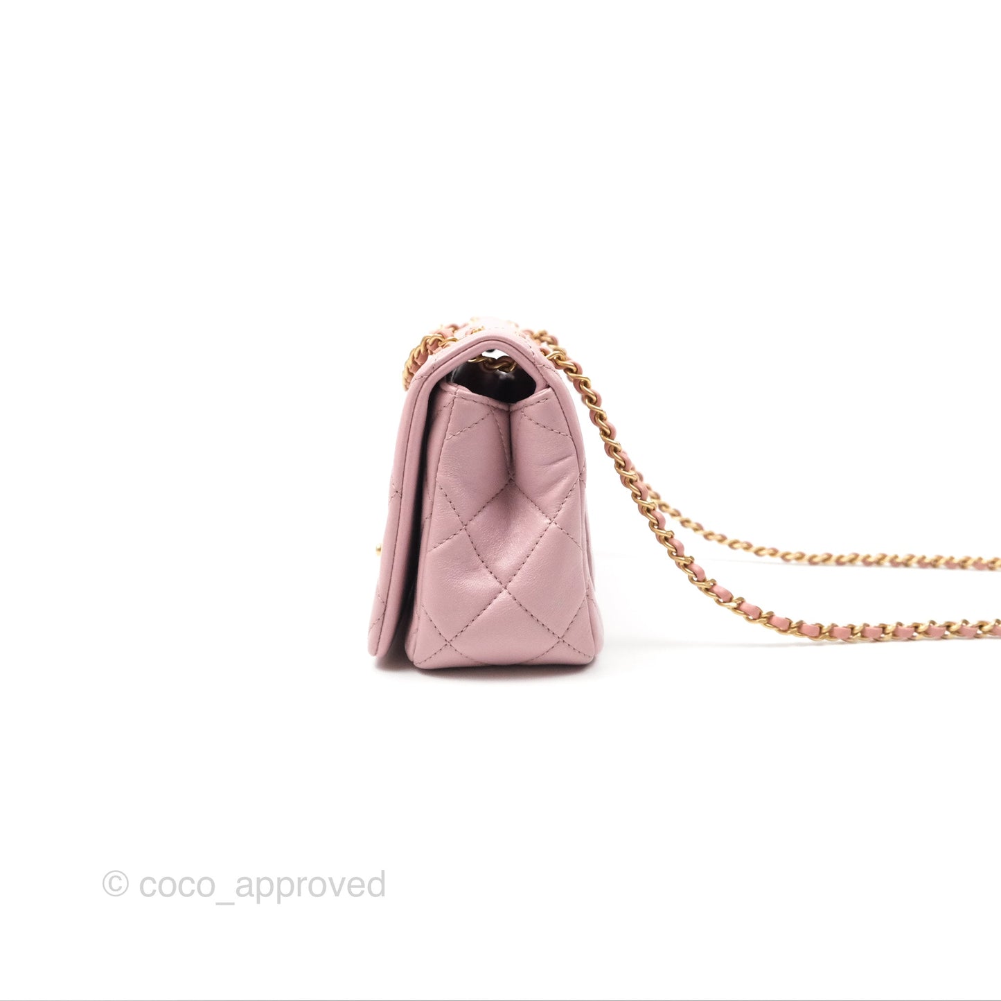 Chanel Flap Bag Dusty Pink Lambskin Aged Gold Hardware 24P