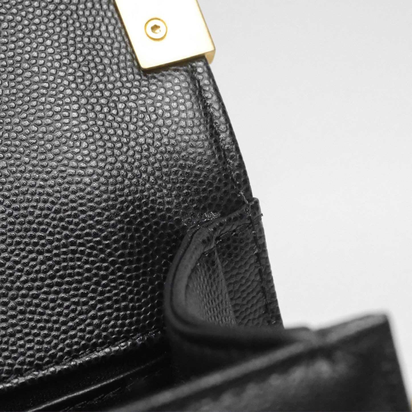 Chanel Quilted Medium Boy Black Caviar Aged Gold Hardware