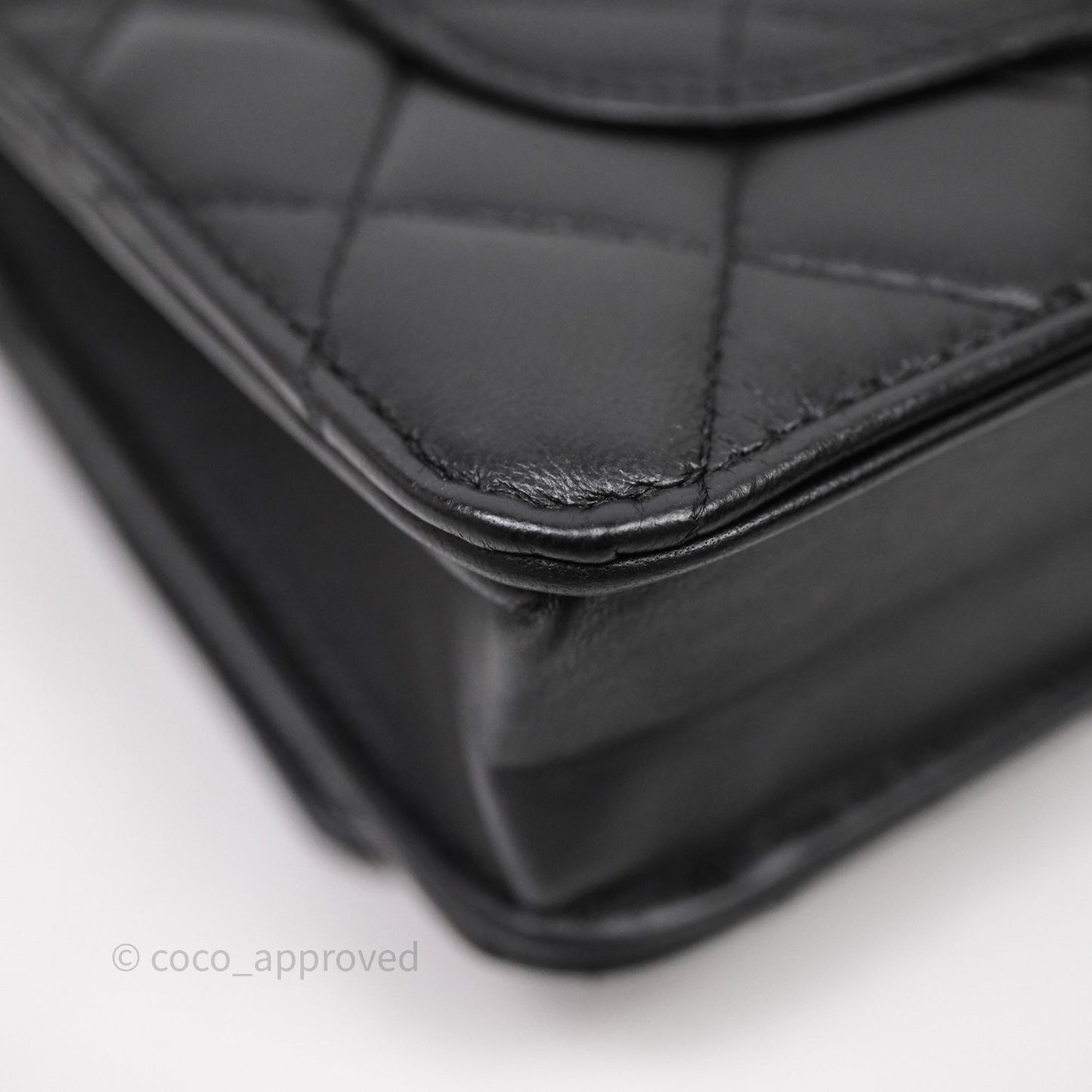 Chanel Top Handle Wallet On Chain WOC Black Lambskin Gold Hardware
