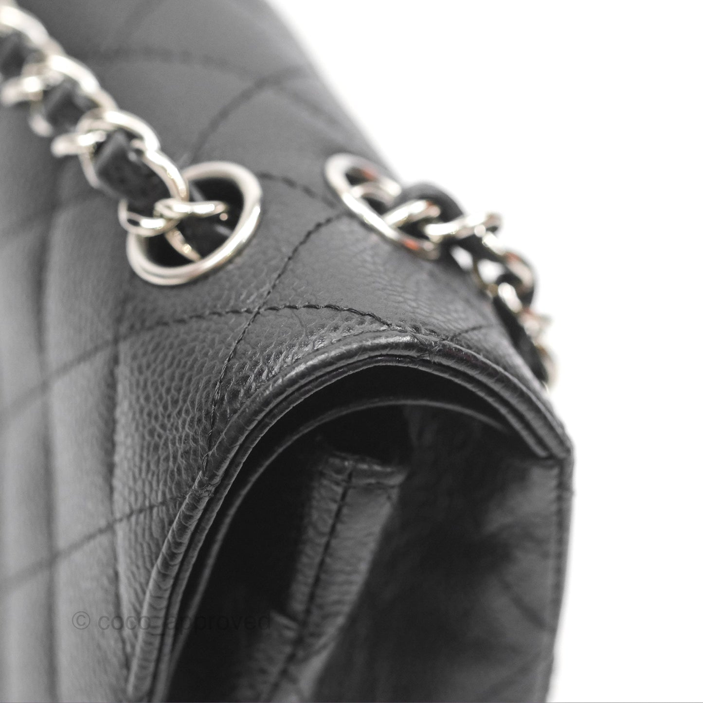 Chanel Classic M/L Medium Flap Quilted Black Caviar Silver Hardware