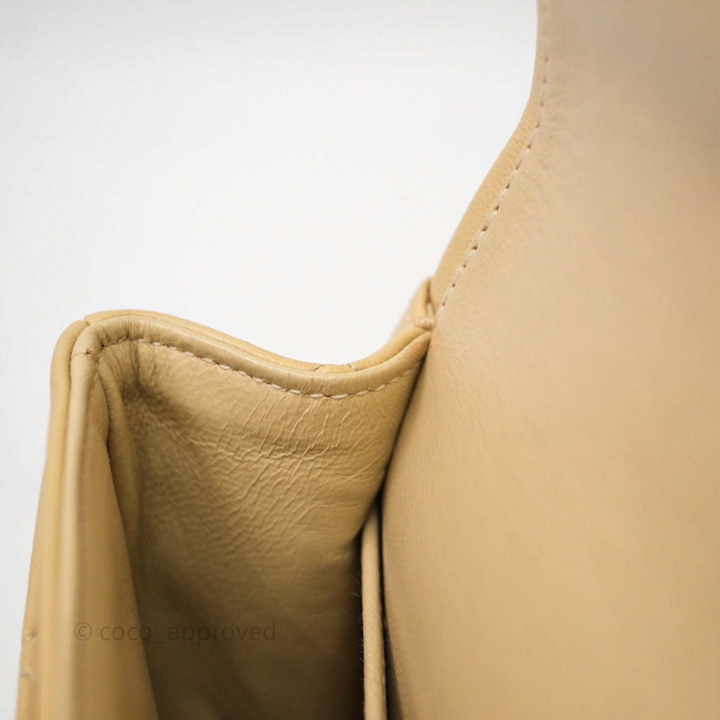 Chanel Vintage Small Classic Flap Beige Lambskin 24K Gold Hardware