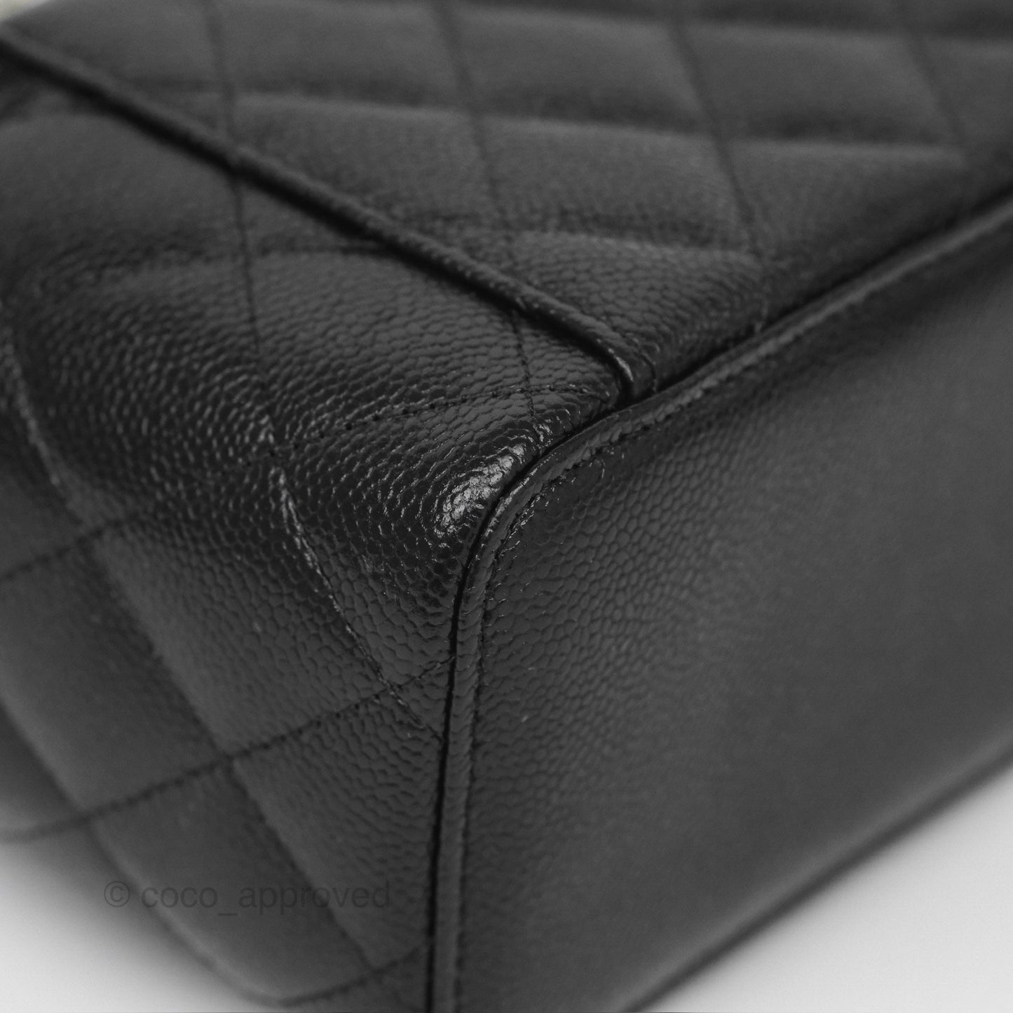 Chanel Logo Top Handle Vanity Rectangular Black Caviar Aged Gold Hardware