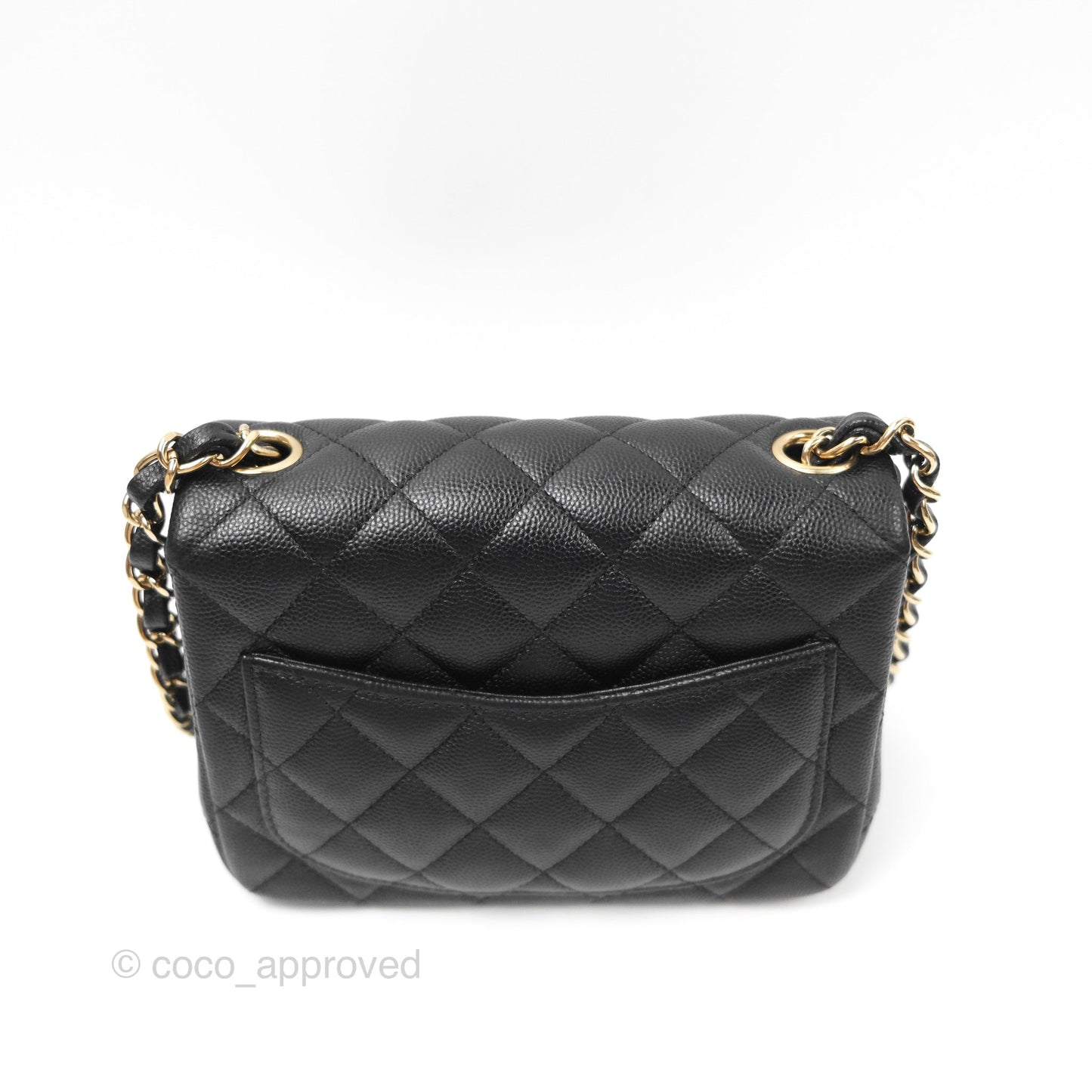 Chanel Quilted Mini Square Flap Black Caviar Gold Hardware