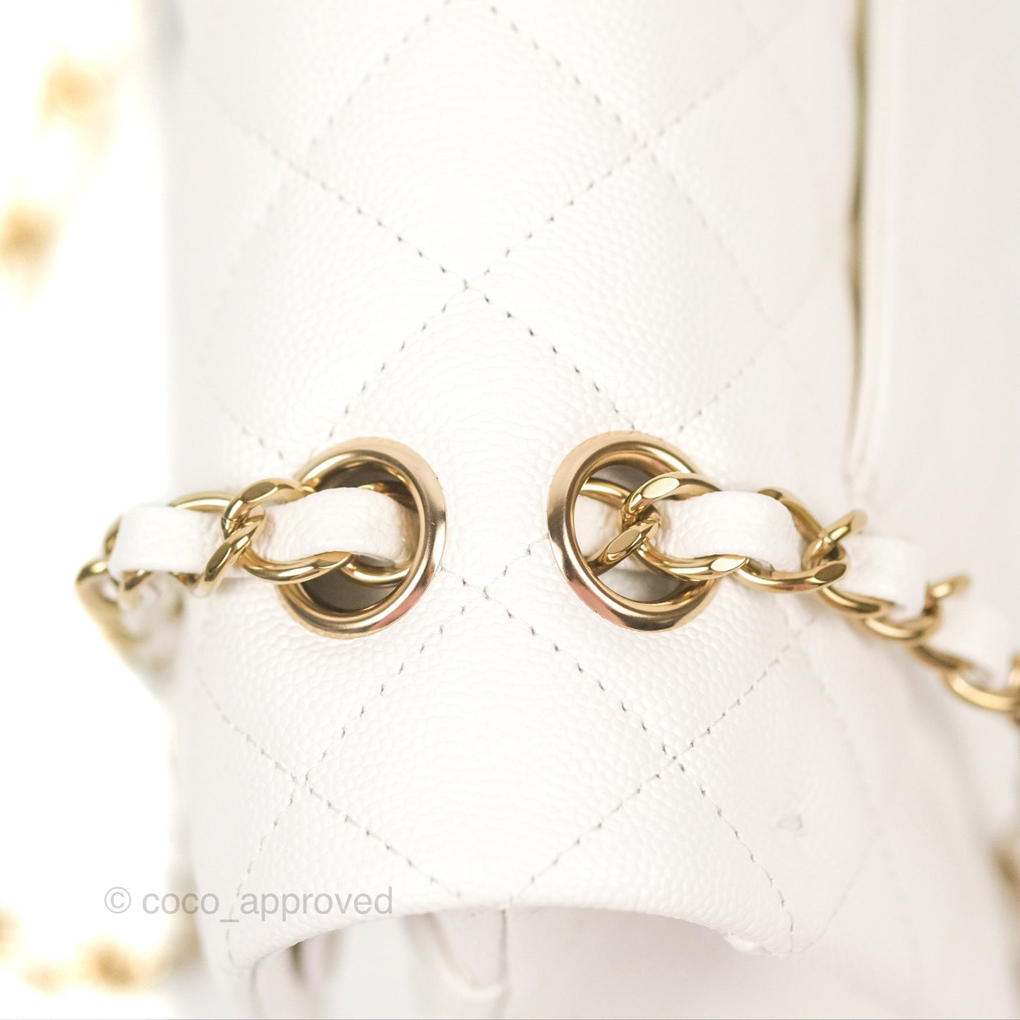 Chanel Classic M/L Medium Flap Quilted White Caviar Gold Hardware