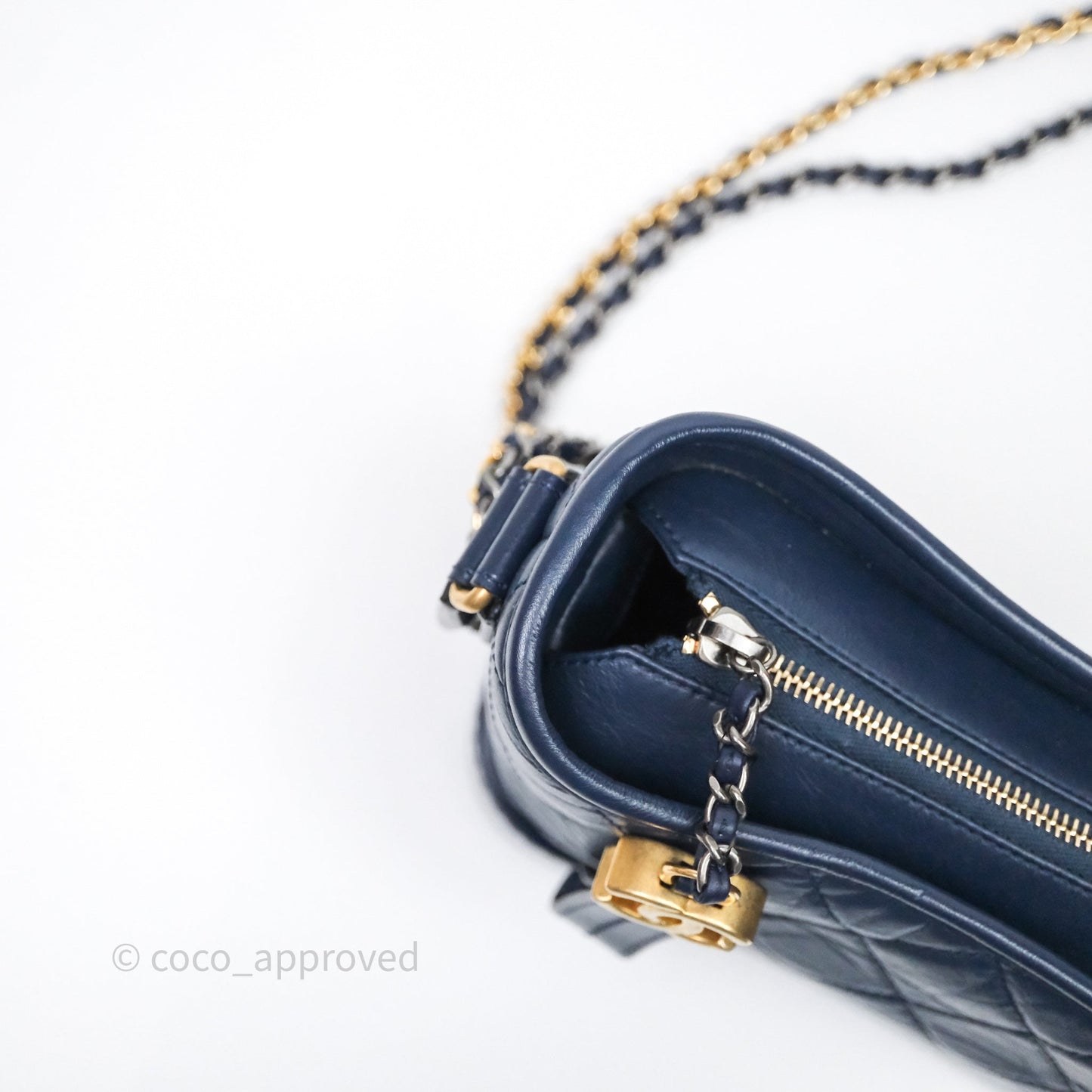 Chanel Quilted Small Gabrielle Hobo Navy Aged Calfskin Mixed Hardware