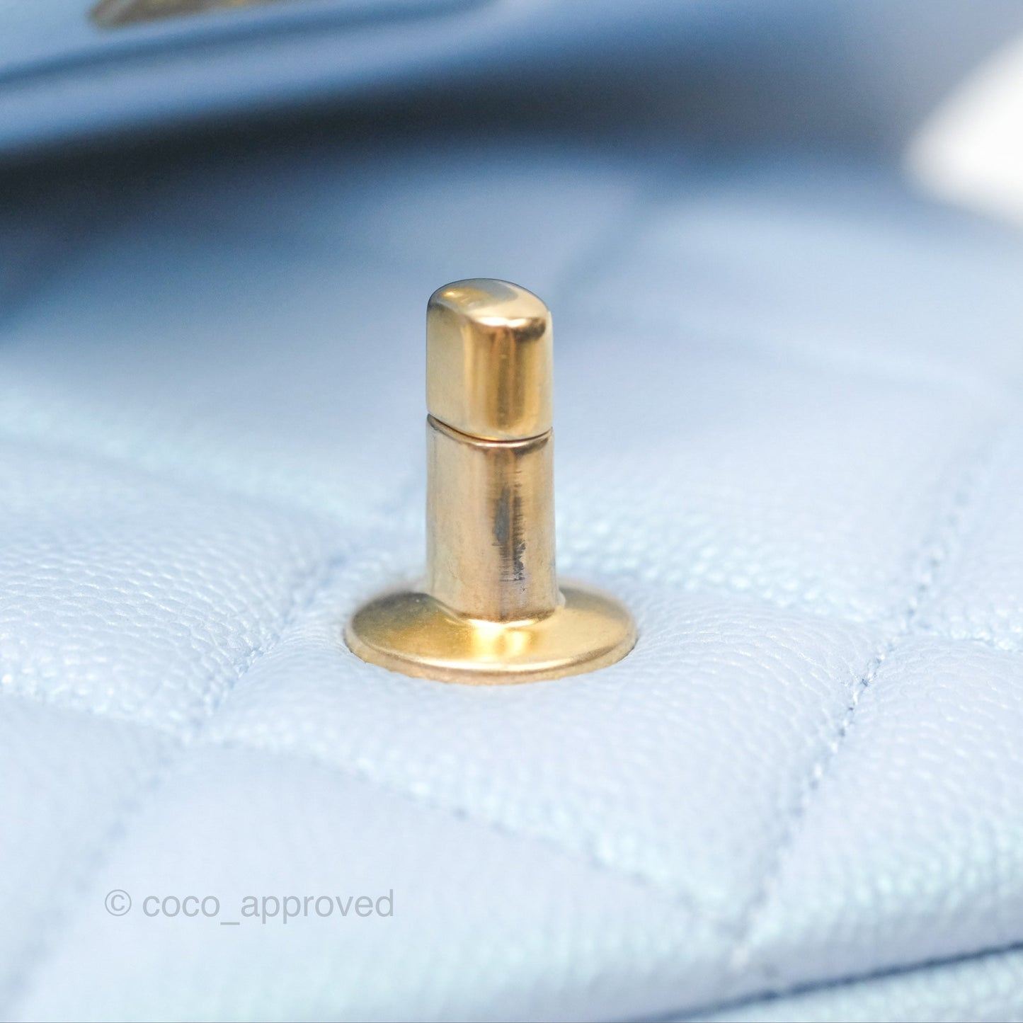 Chanel Quilted My Perfect Mini Iridescent Blue Caviar Aged Gold Hardware