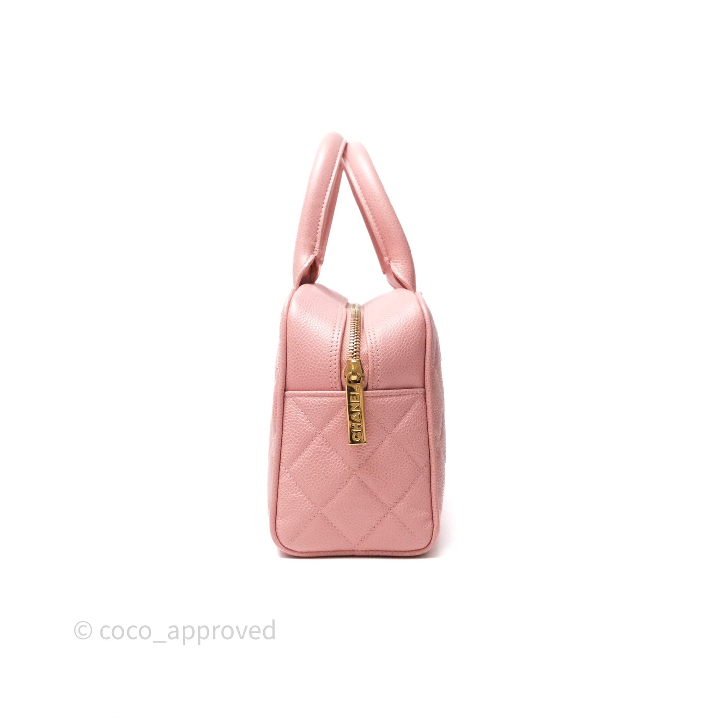Chanel Vintage Mini CC Boston Bag Sakura Pink Caviar Gold Hardware