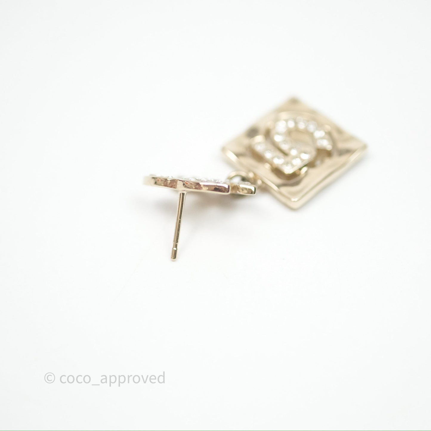 Chanel Crystal CC No.5 Drop Earrings Gold Tone 22S