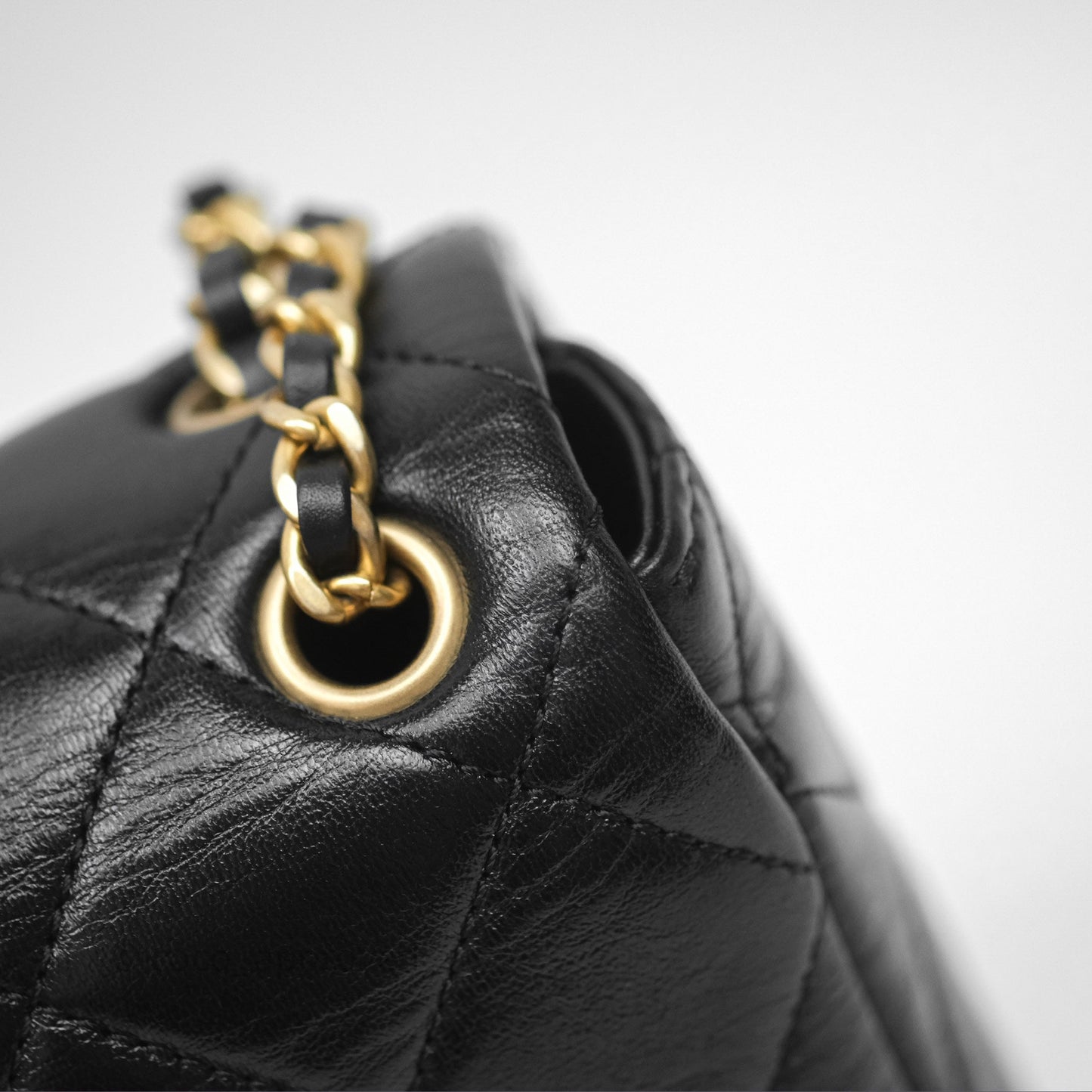 Chanel Quilted Flap Bag Black Lambskin Aged Gold Hardware 22P