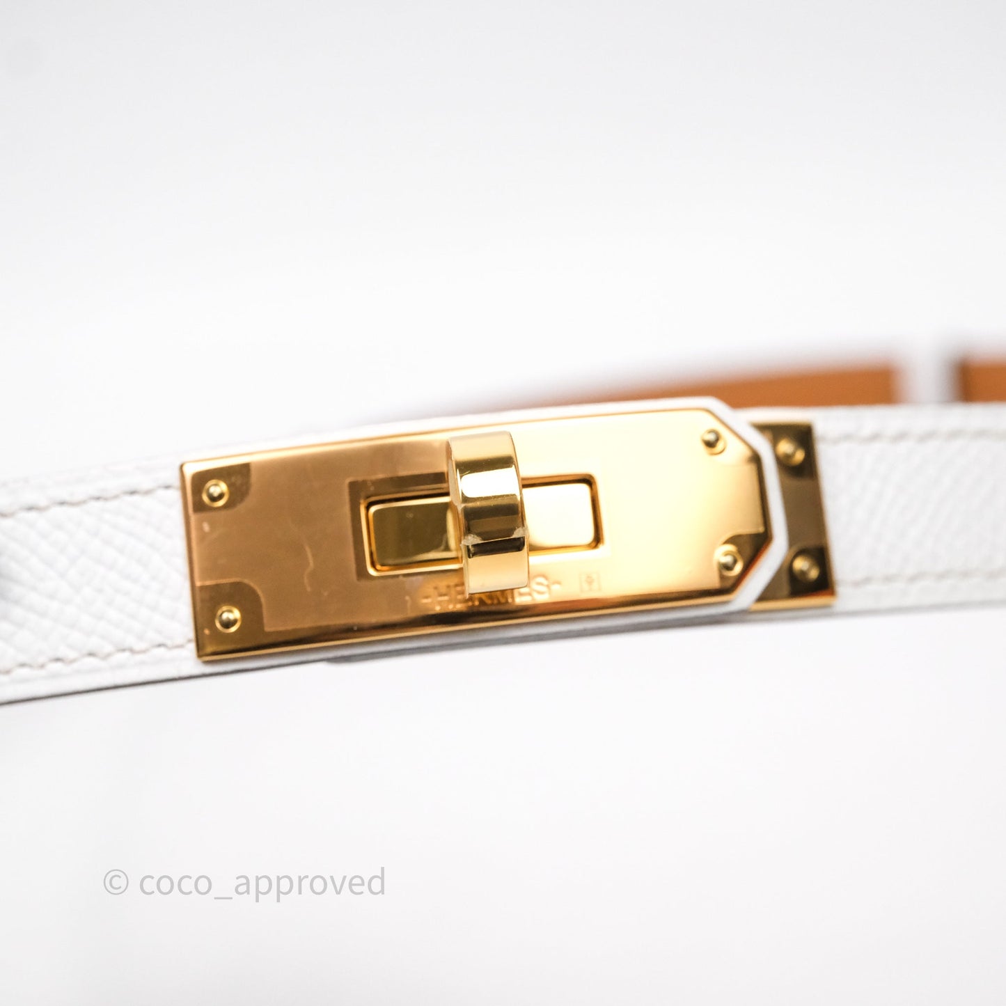 Hermès Kelly Buckle Belt Blanc Epsom Gold Hardware