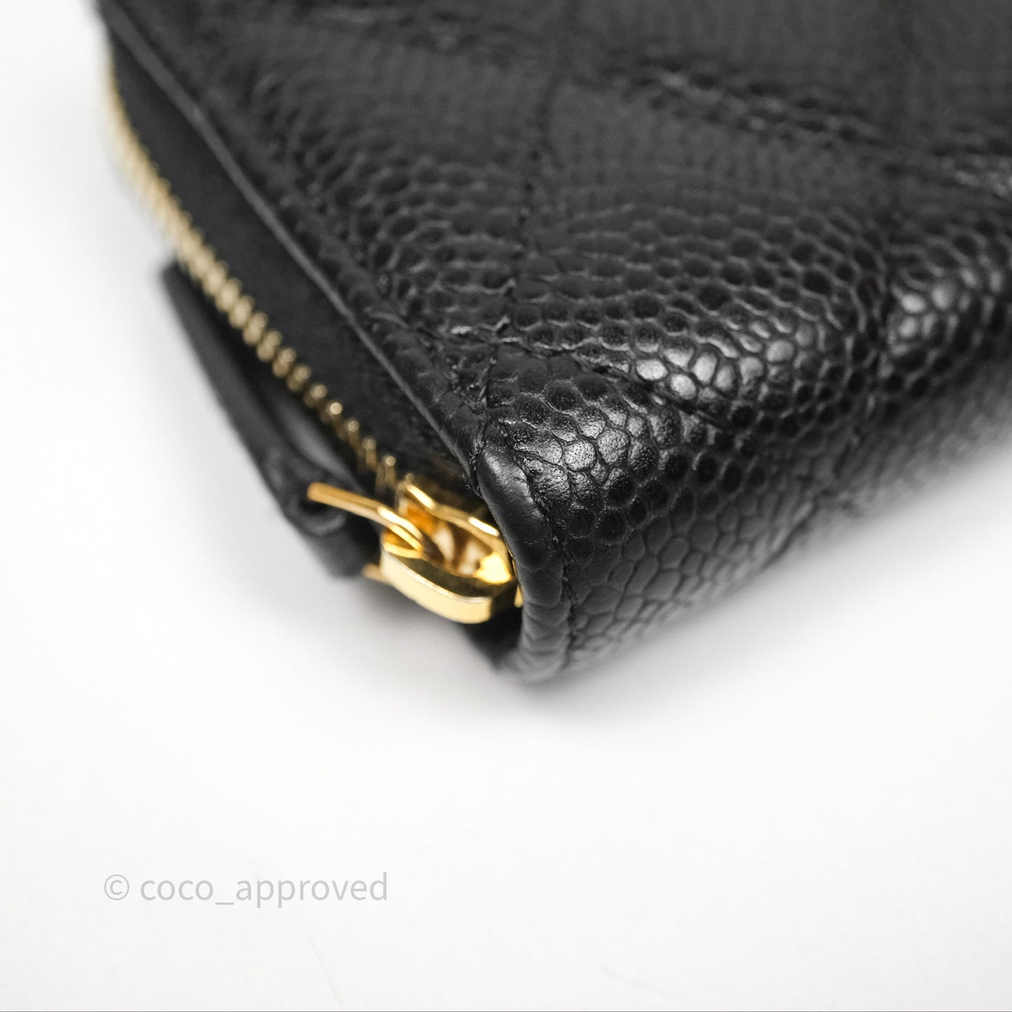 Chanel Classic Zipped Coin Purse Black Caviar Gold Hardware