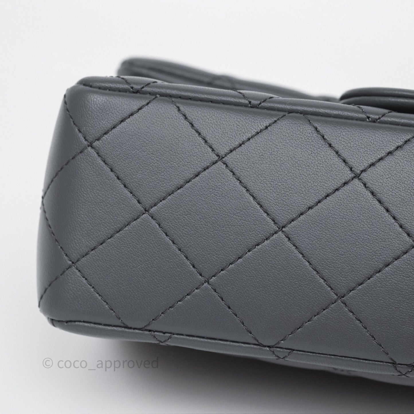 Chanel Pearl Crush Mini Rectangular Quilted Dark Grey Lambskin Aged Gold Hardware