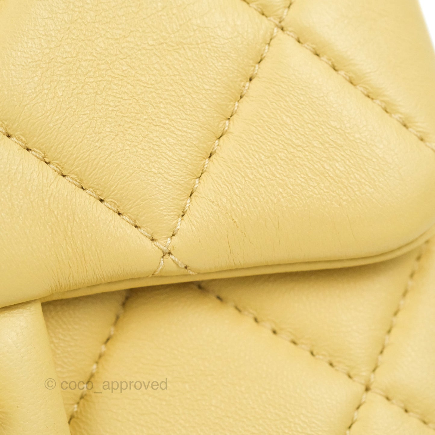 Chanel Enamel Quilted Pending CC Mini Square Flap Yellow Lambskin Aged Gold Hardware 22P