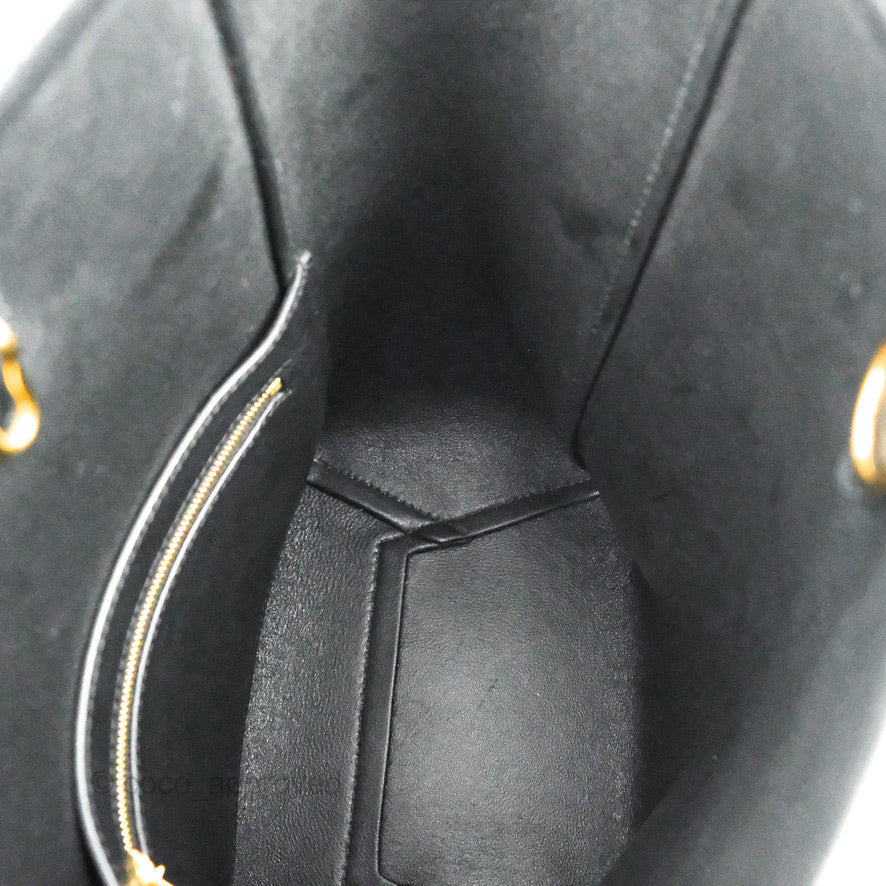 Celine Small Sangle Bucket Bag Black/Grey Textiles Gold Hardware