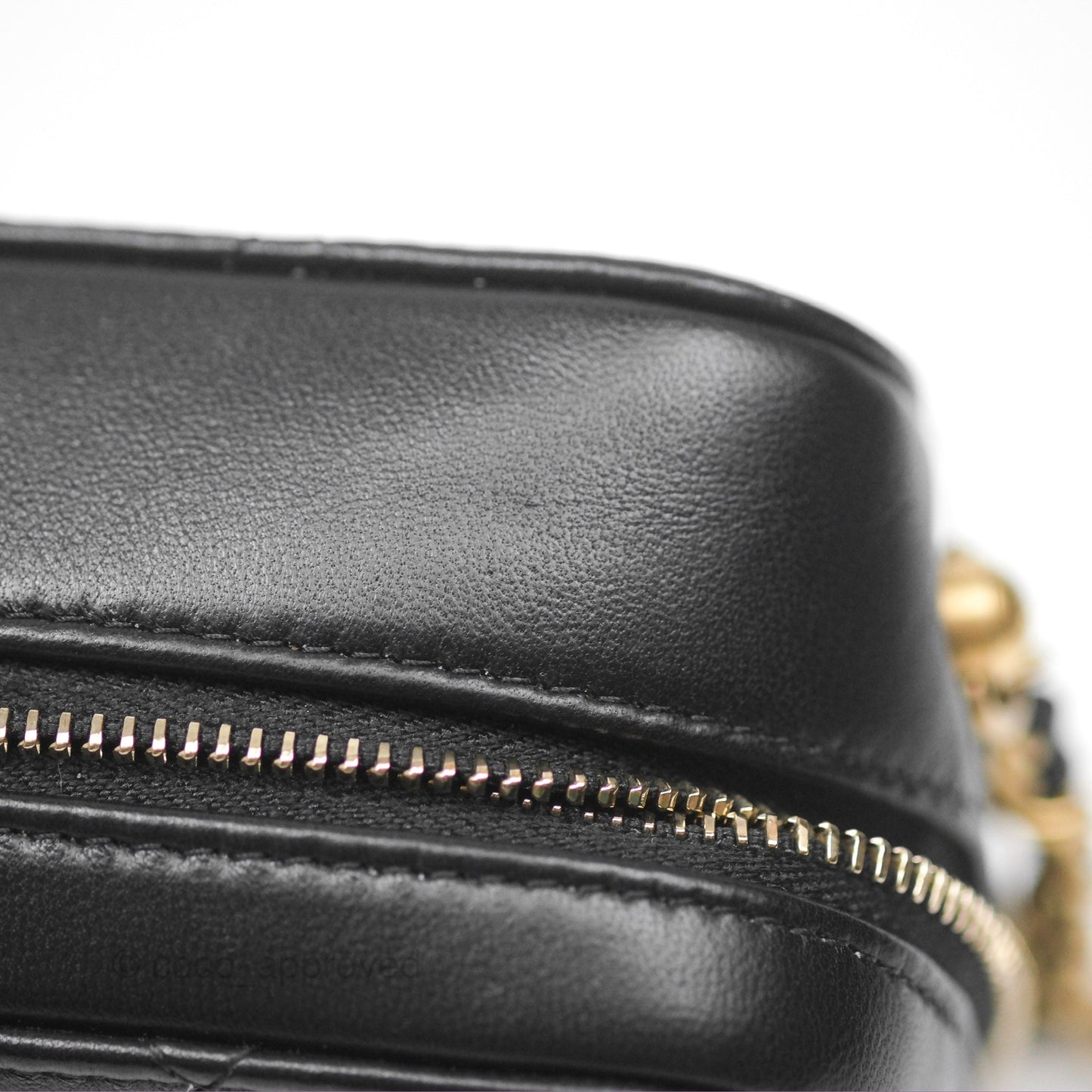 Chanel Pearl Crush Mini Camera Case Quilted Black Lambskin Aged Gold Hardware