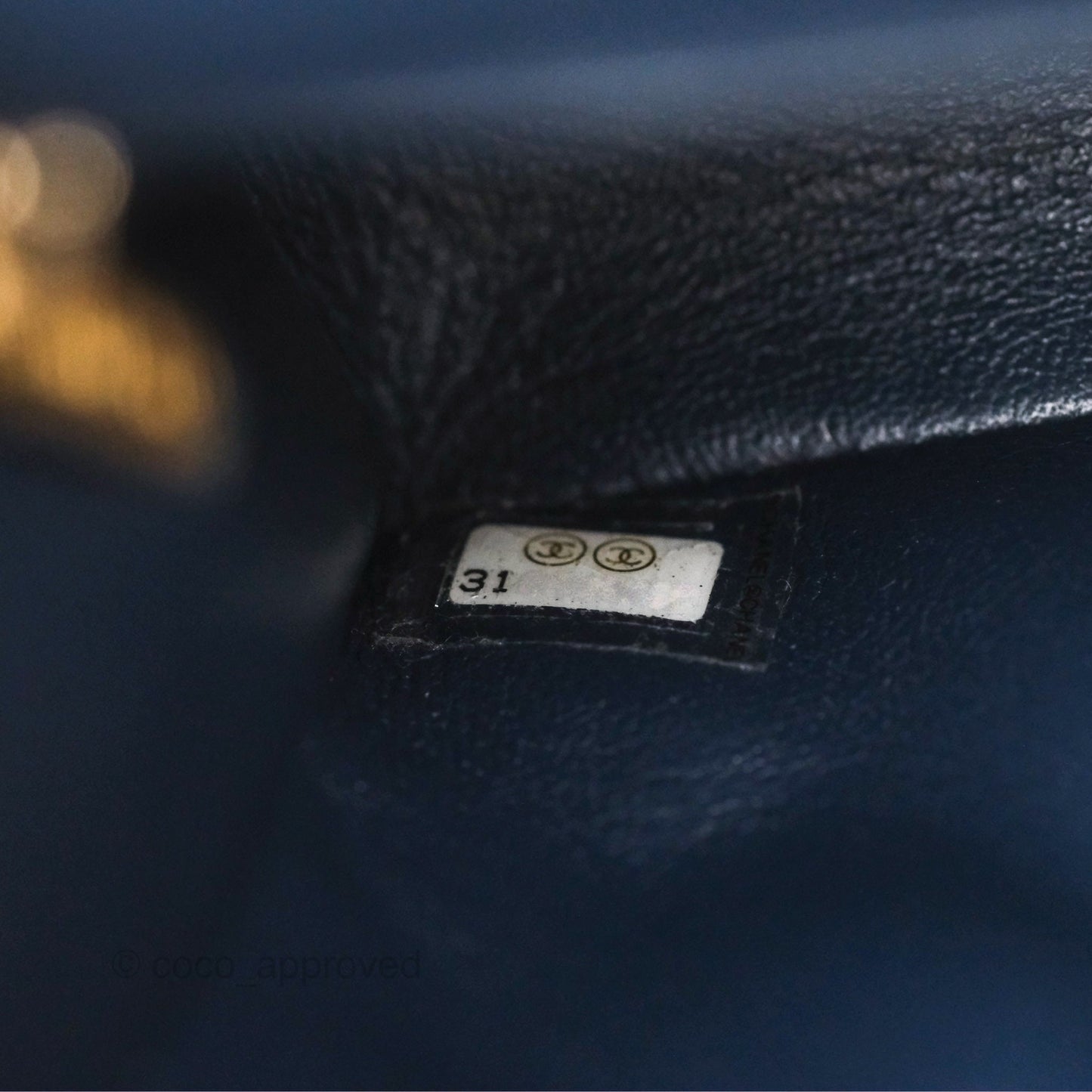 Chanel Mini Square Sweet Quilted Flap Navy Caviar Aged Gold Hardware 21P